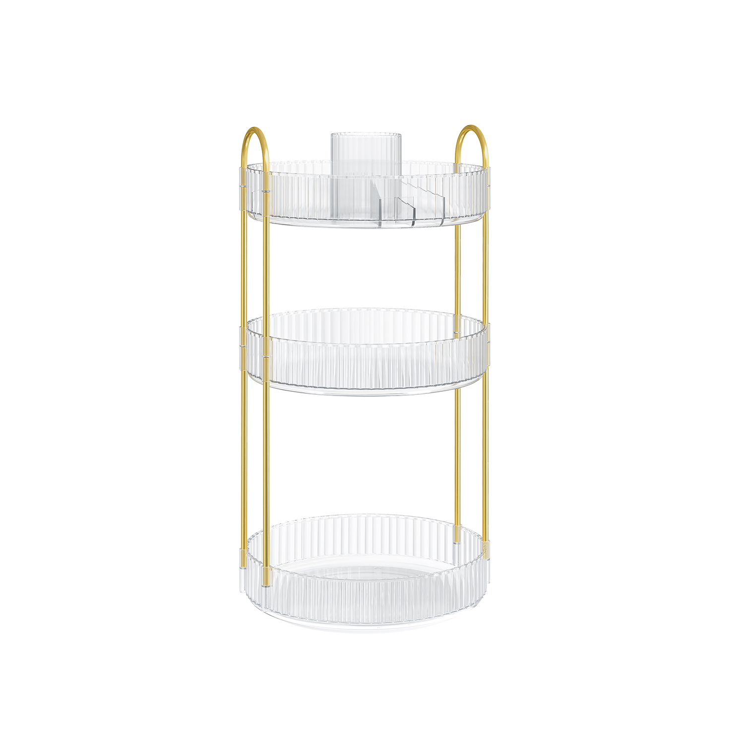 Makeup Organizer - LUMDA 3 Tier Rotating Organizer - Transparent Gold - Indigo Home