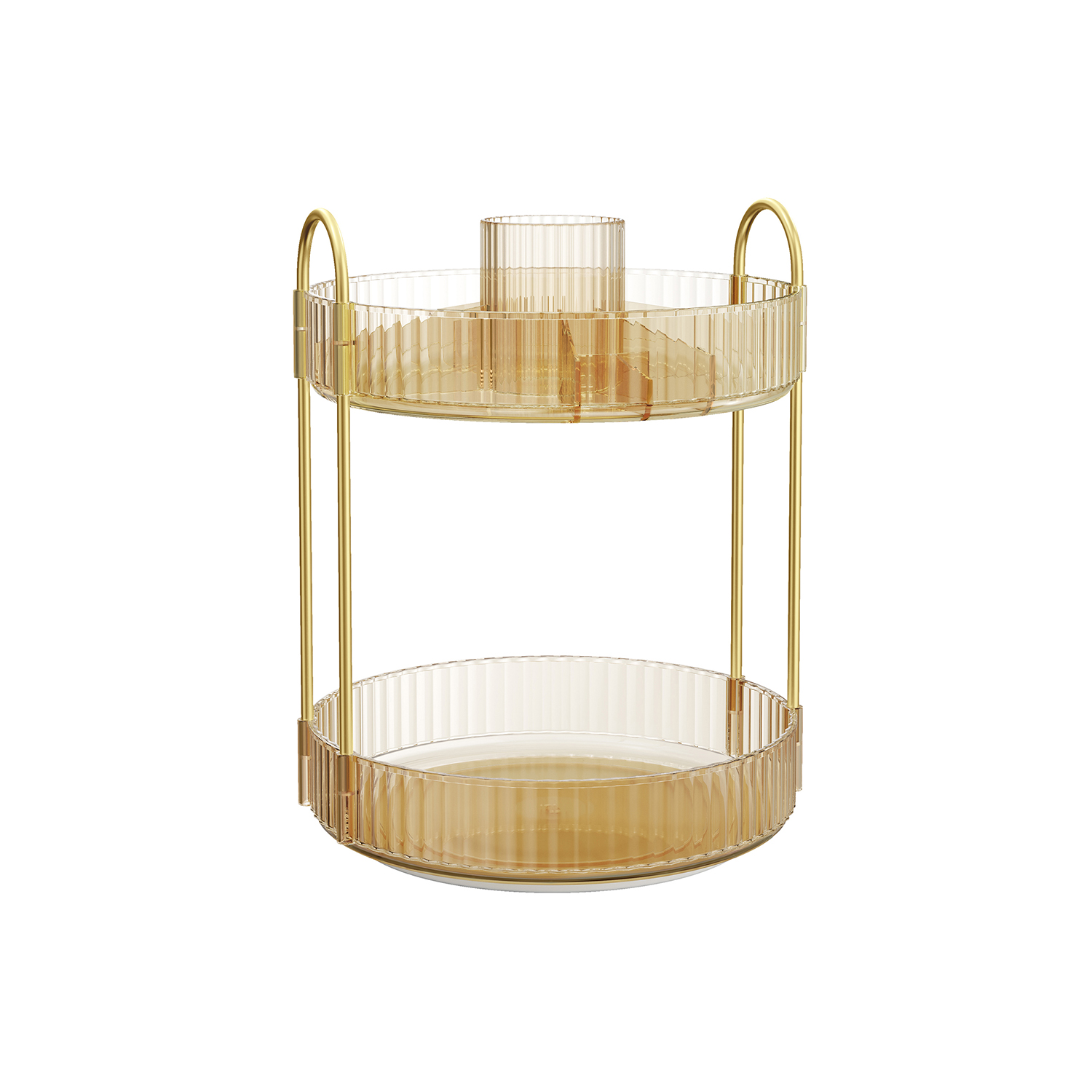 2-Tier Rotating Makeup Organiser Champagne Gold - Indigo Home