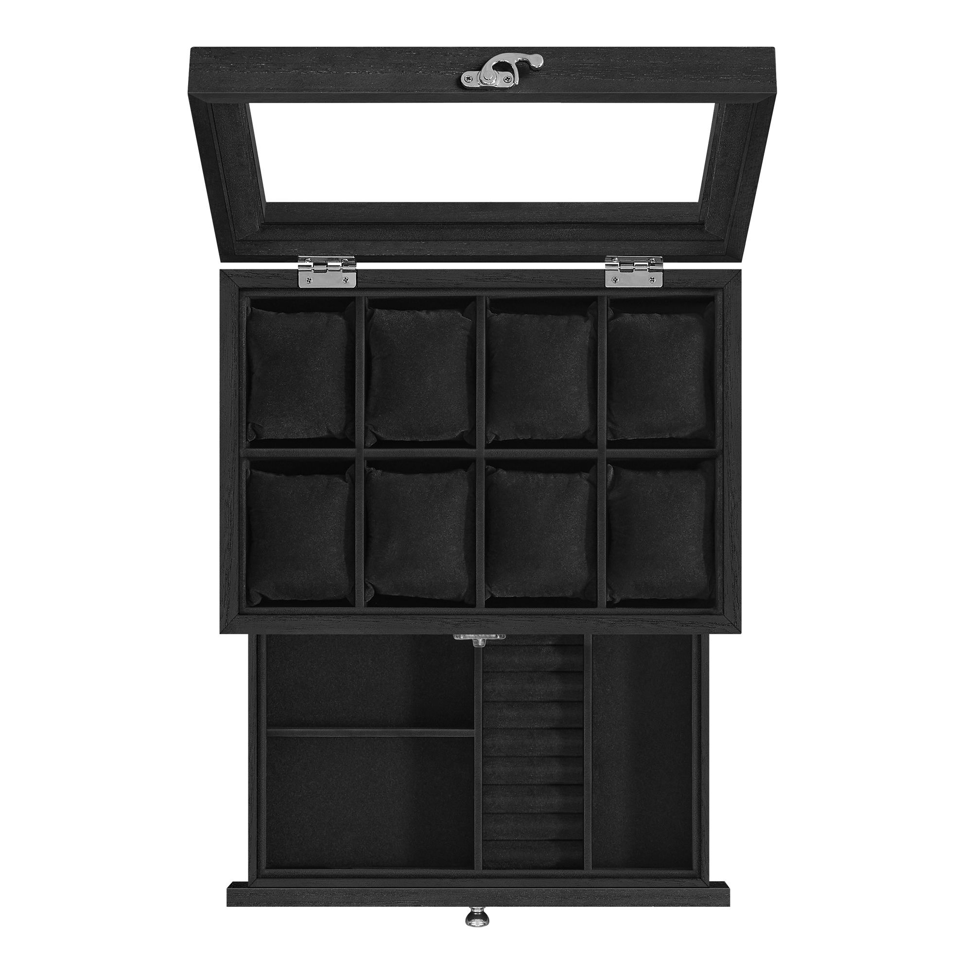 Watch Box - SERTA 8 Slots Pillow Organizer - Black - Indigo Home