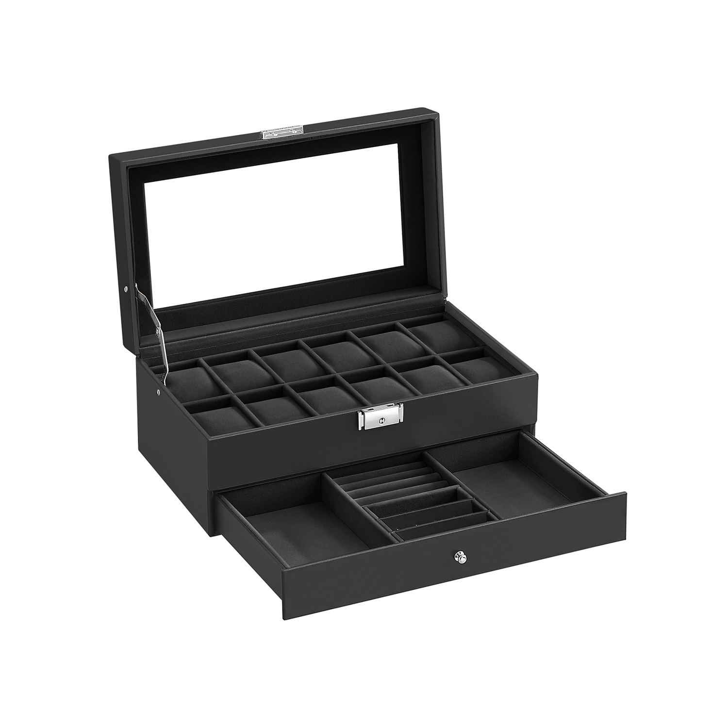 Watch Box, Watch Case with Glass Lid - Indigo Home