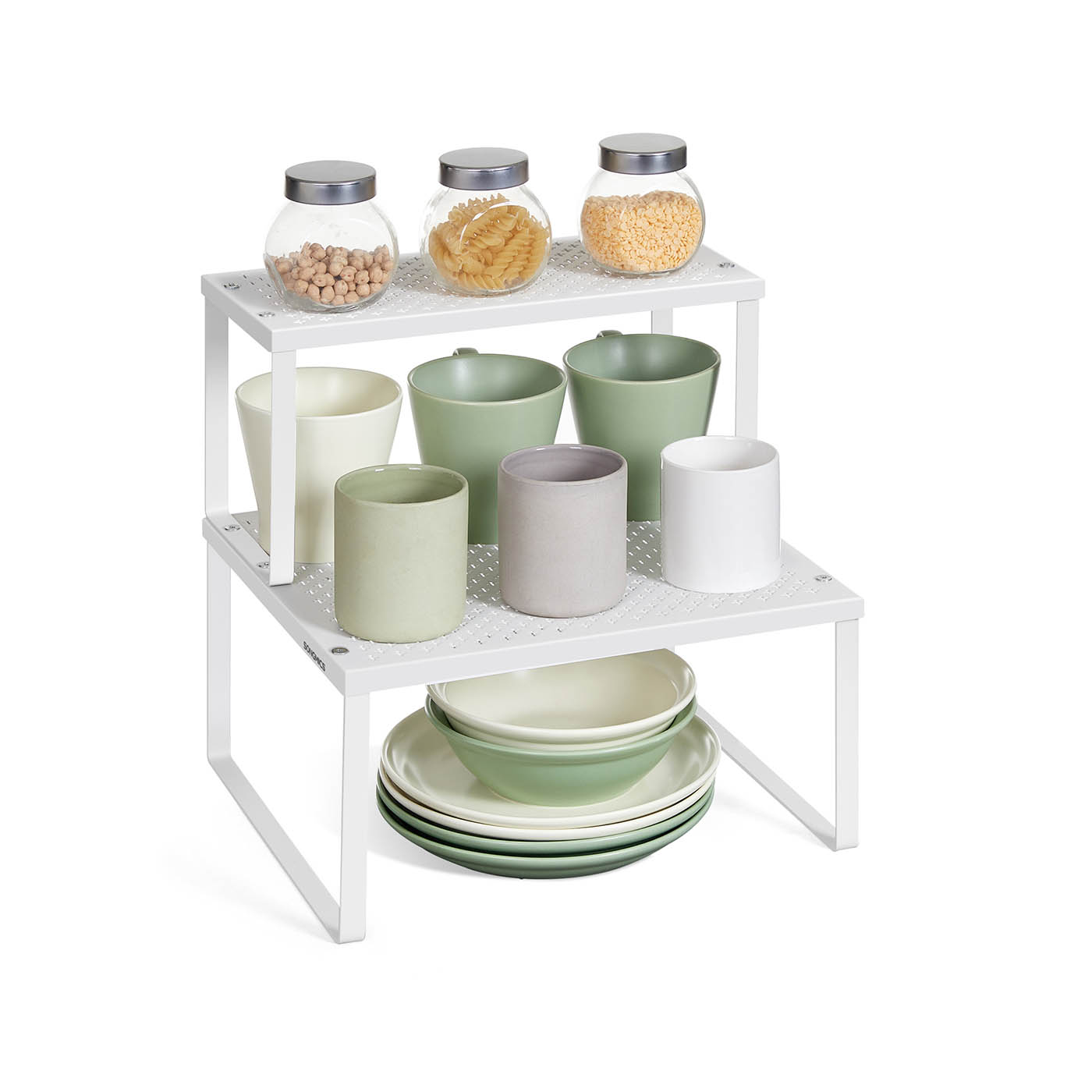 Spice Rack - LUSLIA Stackable Expandable Cupboard Organizers Set of 2 - White - Indigo Home