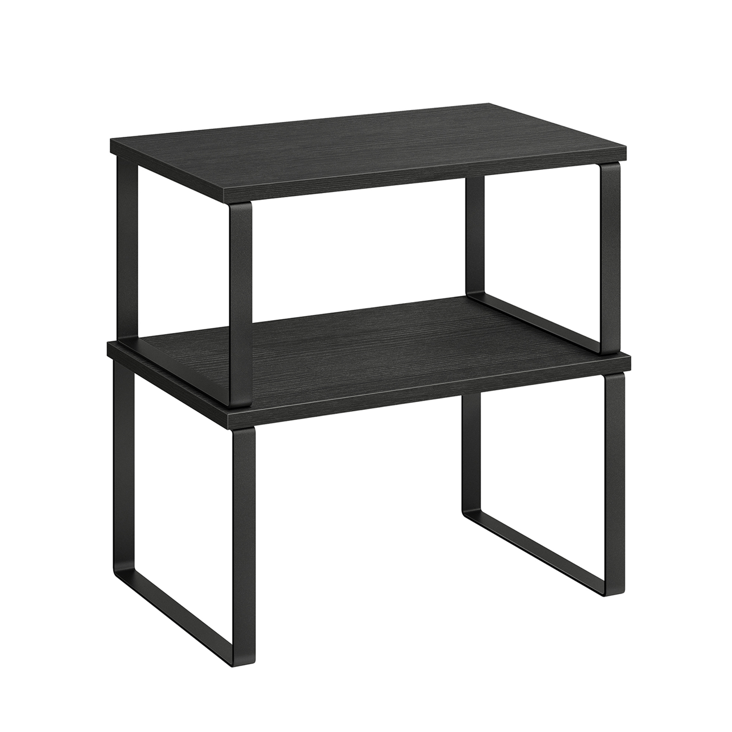 Cupboard Shelf Organizer - LUSLIA Set of 2 Shelf Organizer Ebony Black - Indigo Home