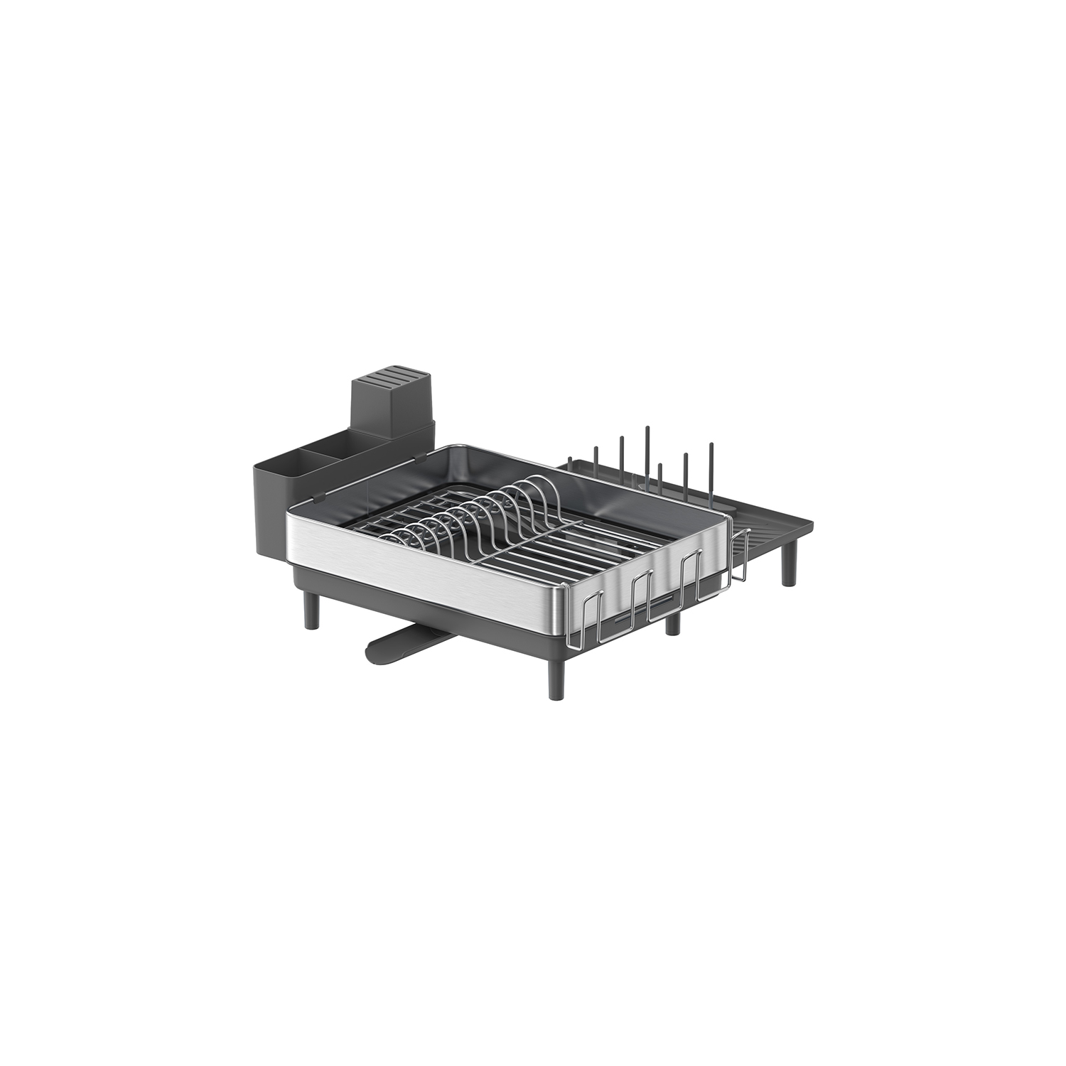 Dish Drainer Rack - LUSLIA Stainless Steel Slate Grey Dish Rack - Silver - Indigo Home