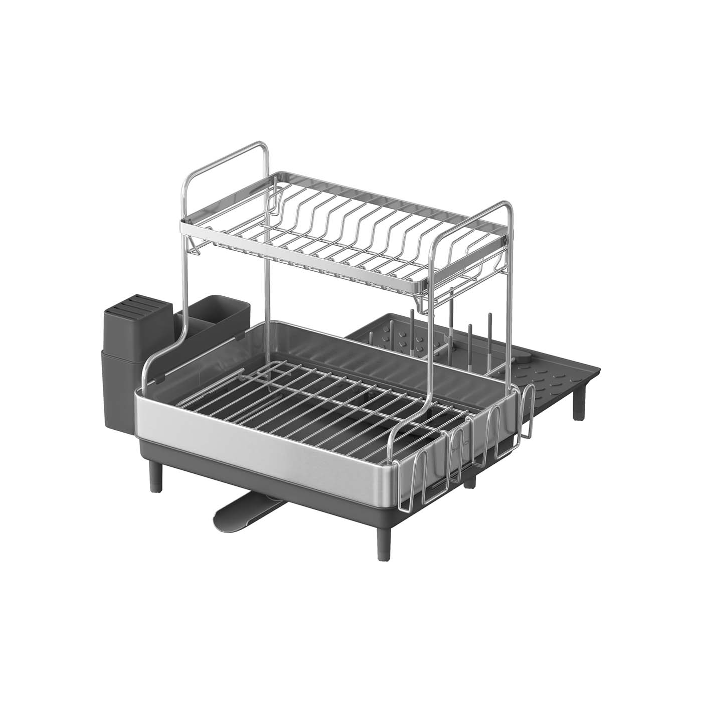 FENWELL Dish Drainer Kitchen Utensil Racks - Silver and Grey - Indigo Home