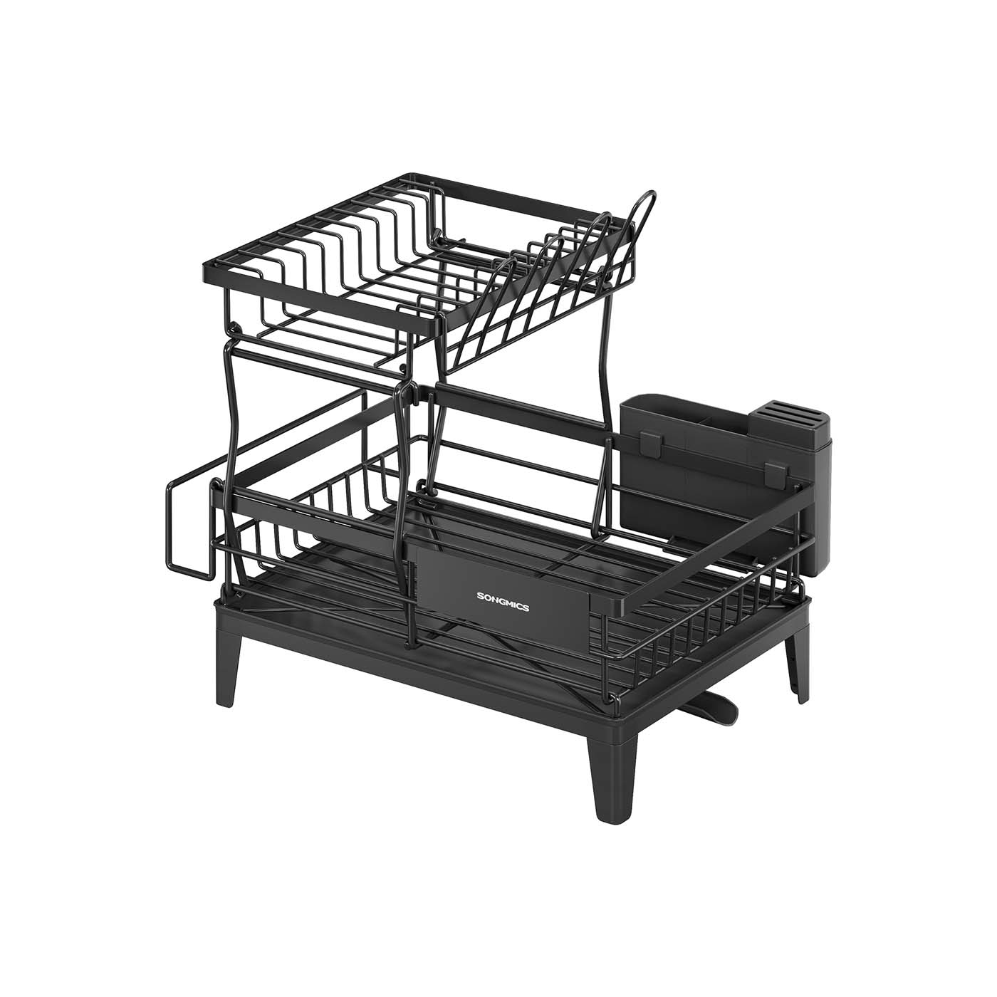 FENWELL 360 Rotatable and Extendable Kitchen Utensil Rack - Black - Indigo Home