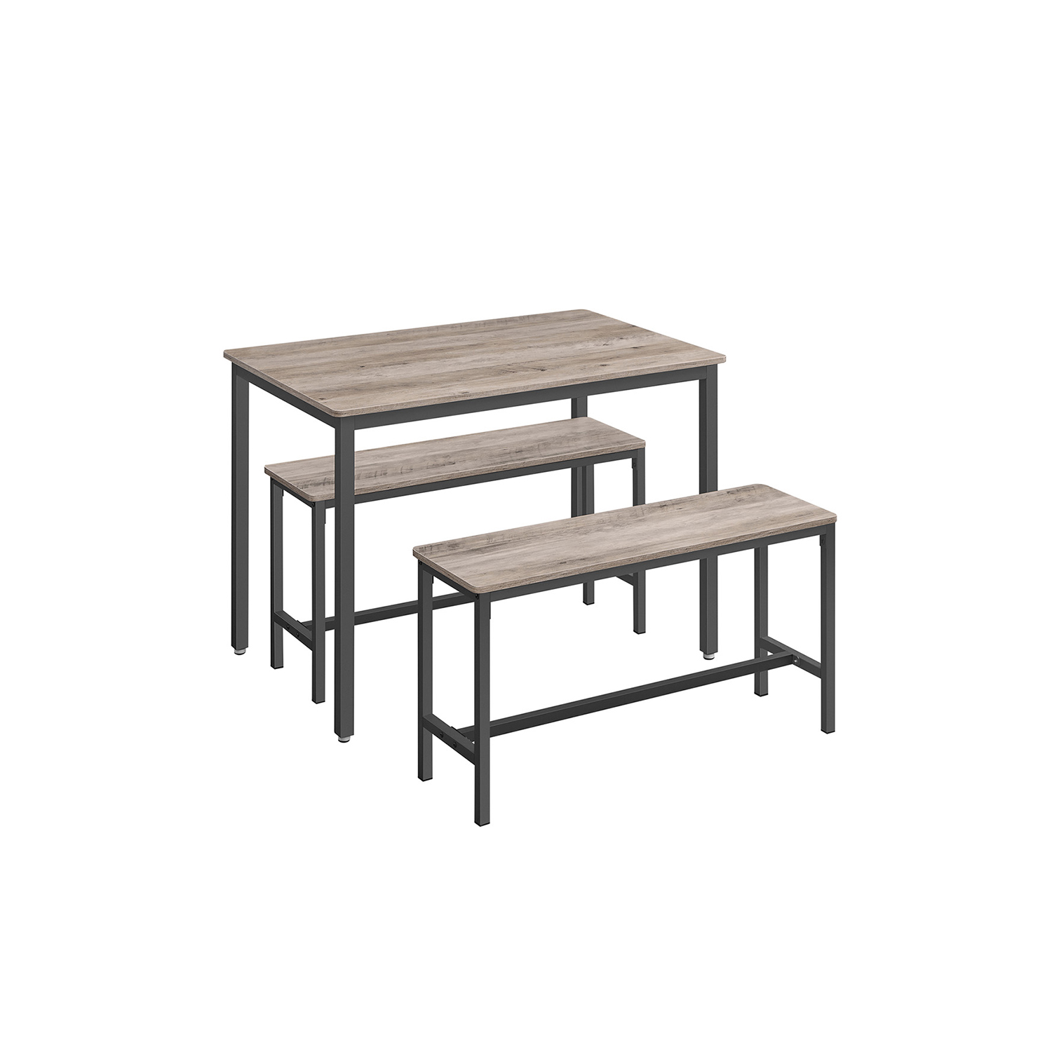 Dining Table Set - ORARO Frosted Grey Dining Set with 2 Benches - Frosted Grey - Indigo Home