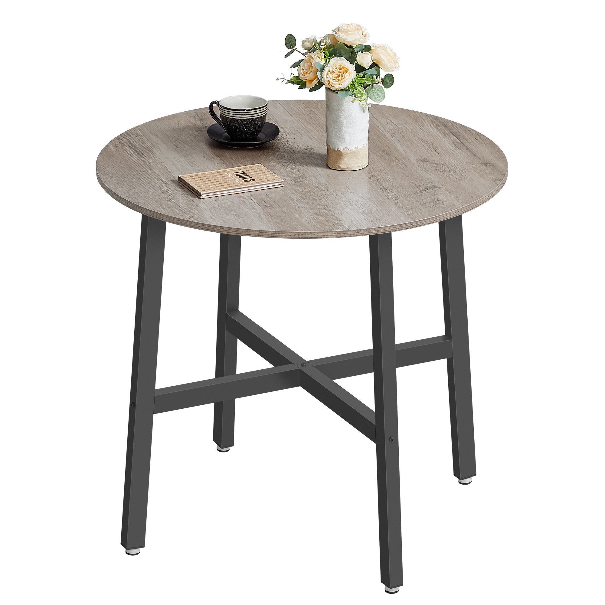 Kitchen Table - ORARO Round Frosted Glass Dining Table - Grey - Indigo Home