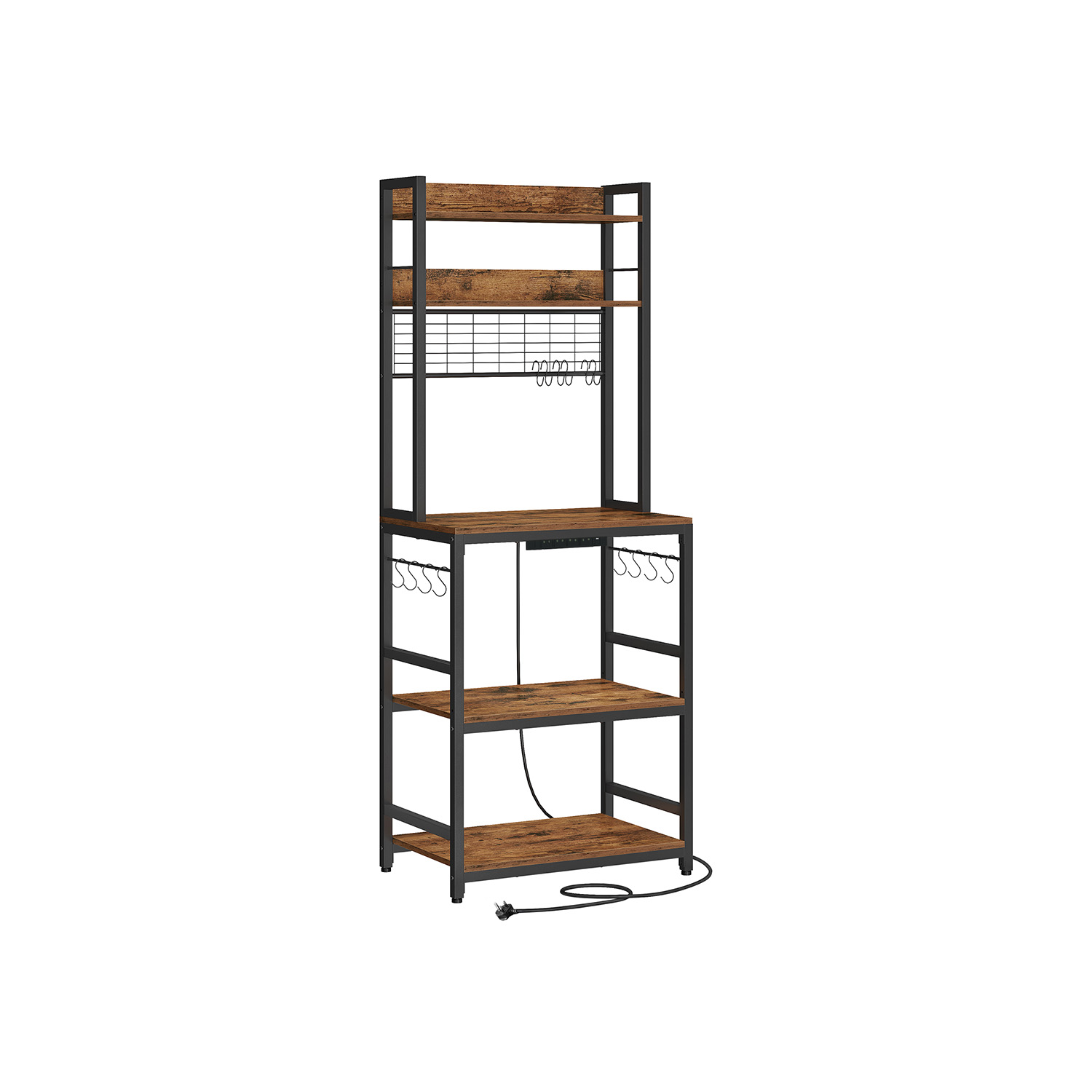Kitchen Storage Rack - SOLRA With Power Outlet - Brown - Indigo Home