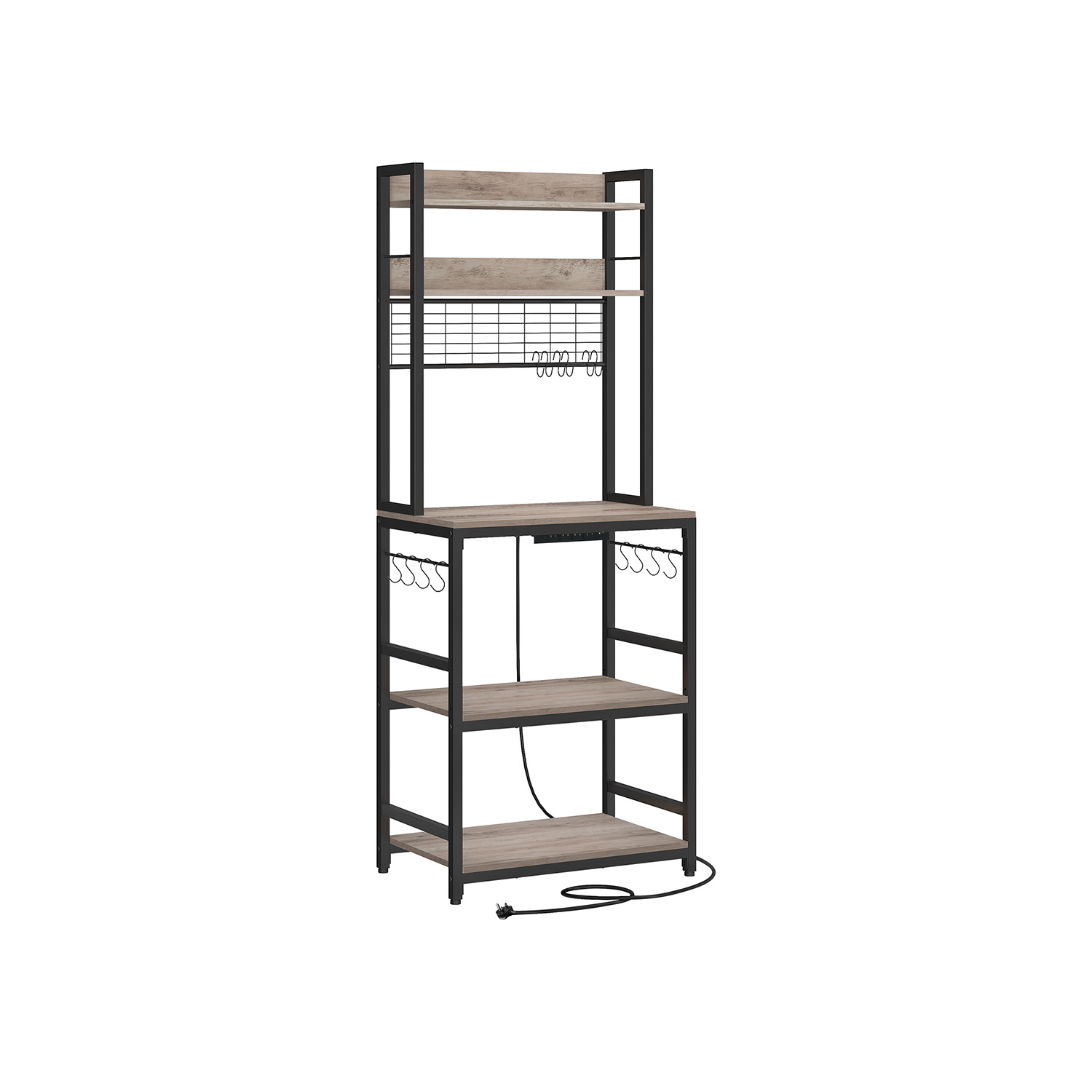 Kitchen Storage Rack - SOLRA Power Outlet Shelf - Heather Greige - Indigo Home