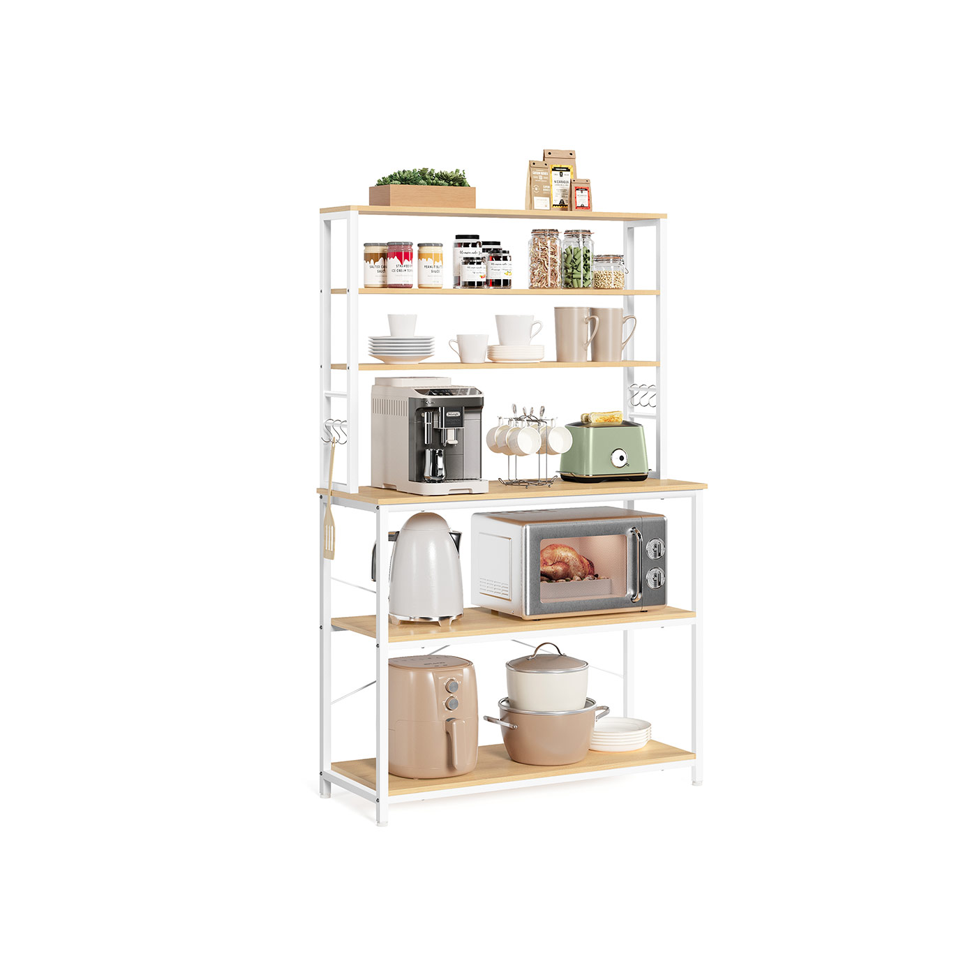 Kitchen Storage Rack - SOLRA 40 x 100 x 167 cm Oak and White - Indigo Home