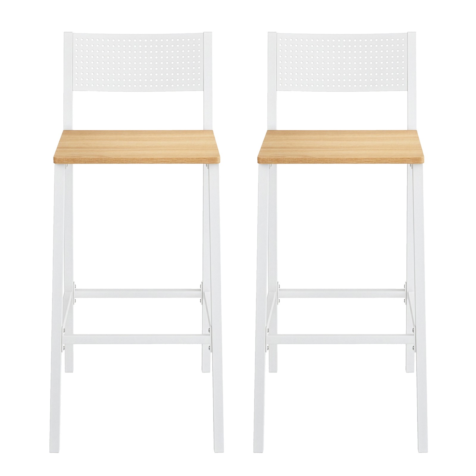 FOXDENN Bar Stool Set of 2 - White and Brown - Indigo Home