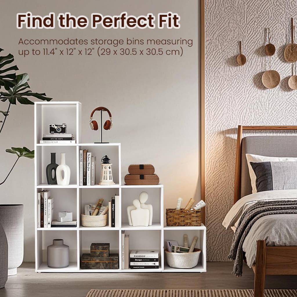 Bookshelf - VERRA 10-Cube Storage Unit with Open Compartment - White - Indigo Home