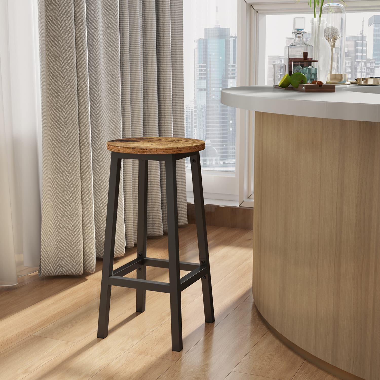 Bar Stools - VERRA Rustic Brown Kitchen Stools Set of 2 - Rustic Brown - Indigo Home