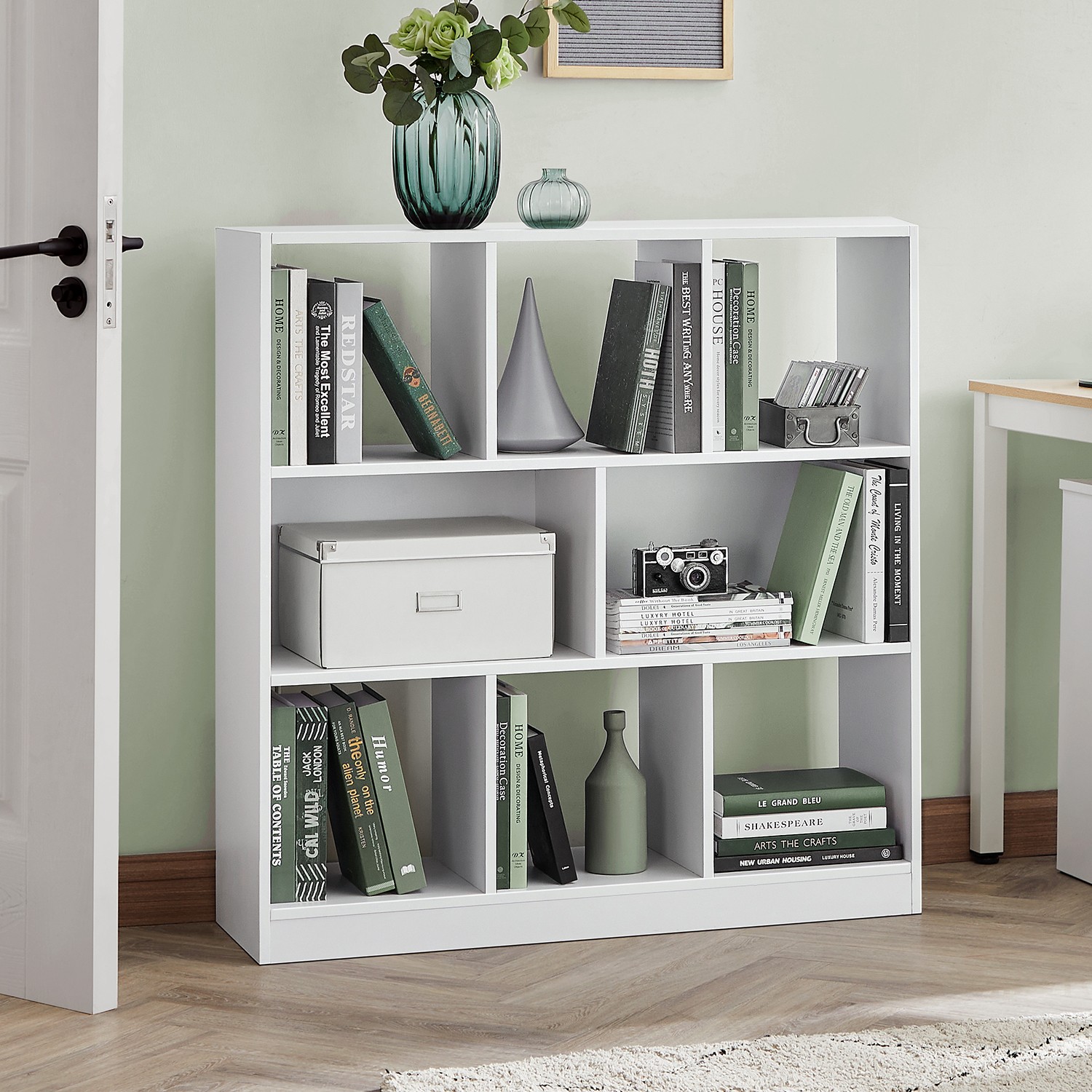 Bookshelf - VERRA 8 Compartment Storage Unit - White - Indigo Home