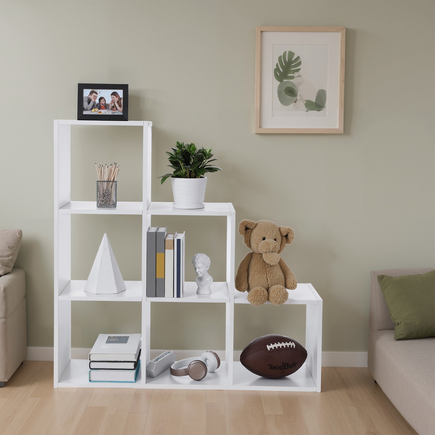 Bookcase - VERRA Staircase Shelf Storage Unit - White - Indigo Home
