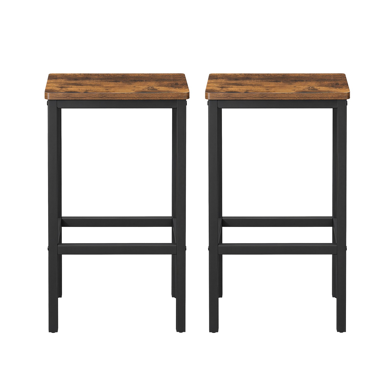 CLXADA Set of 2 Industrial Bar Stools - Rustic Brown and Black - Indigo Home