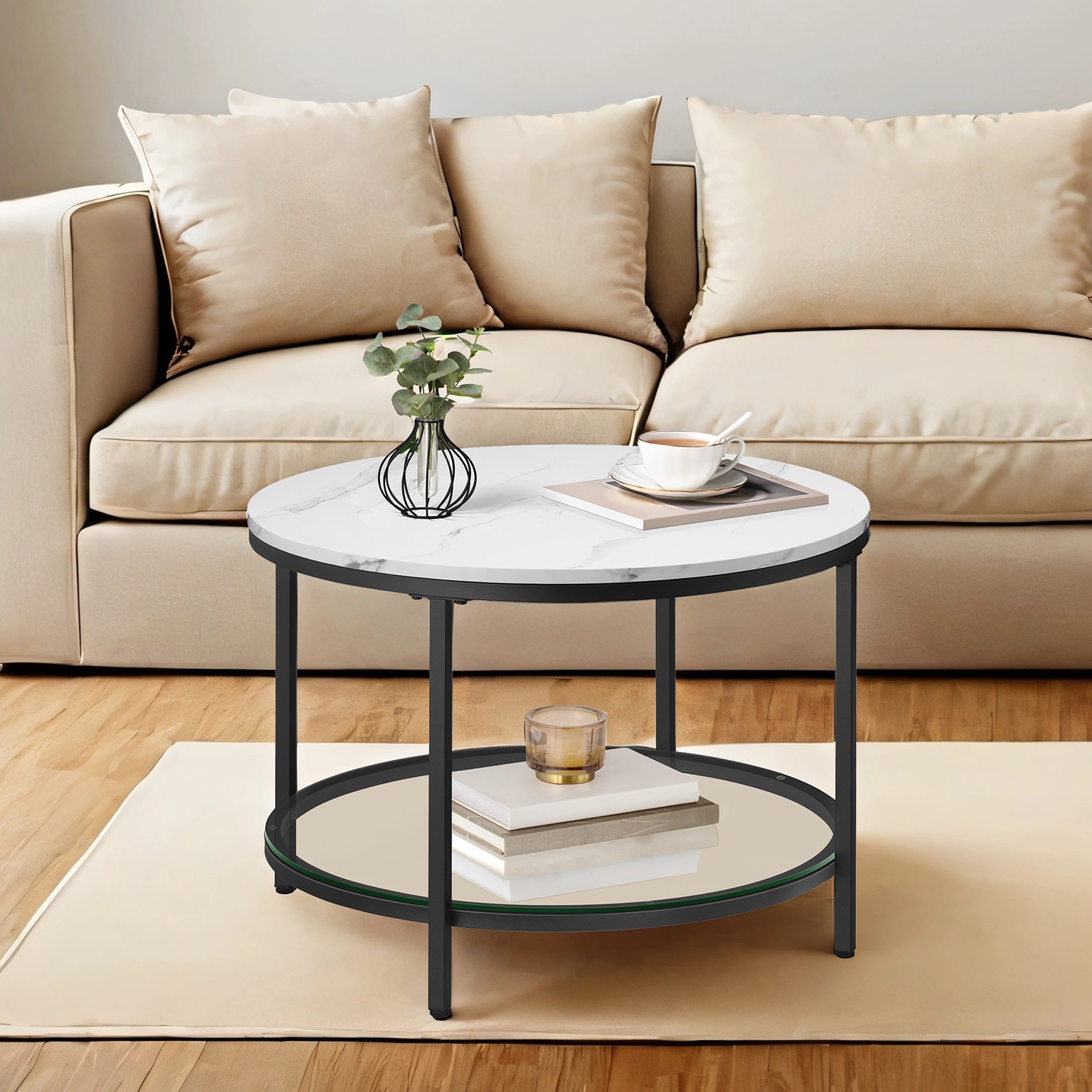 Coffee Table - VERRA Sofa Cocktail Table Metal Frame - White - Indigo Home