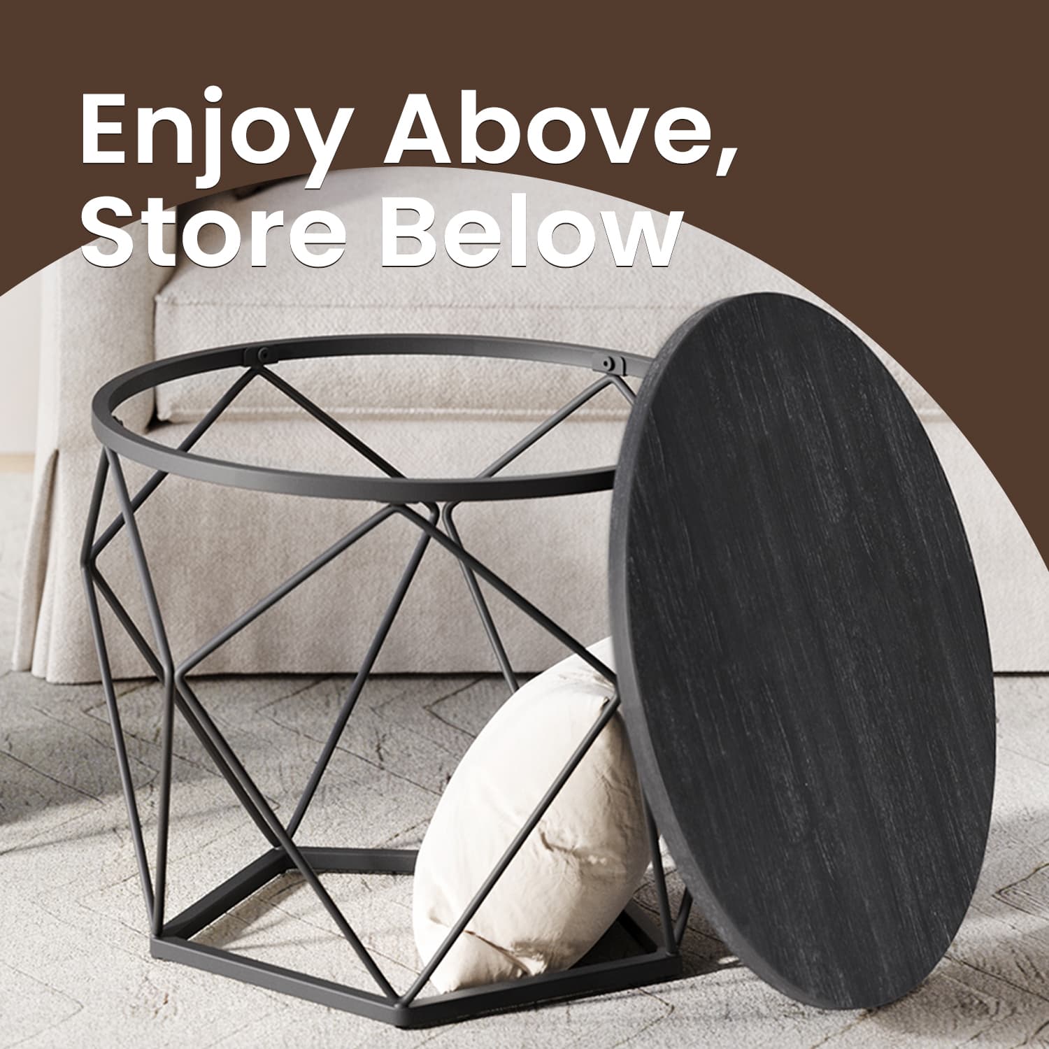 Coffee Tables - VERRA Round Set of 2 Side Tables Modern Style - Black - Indigo Home