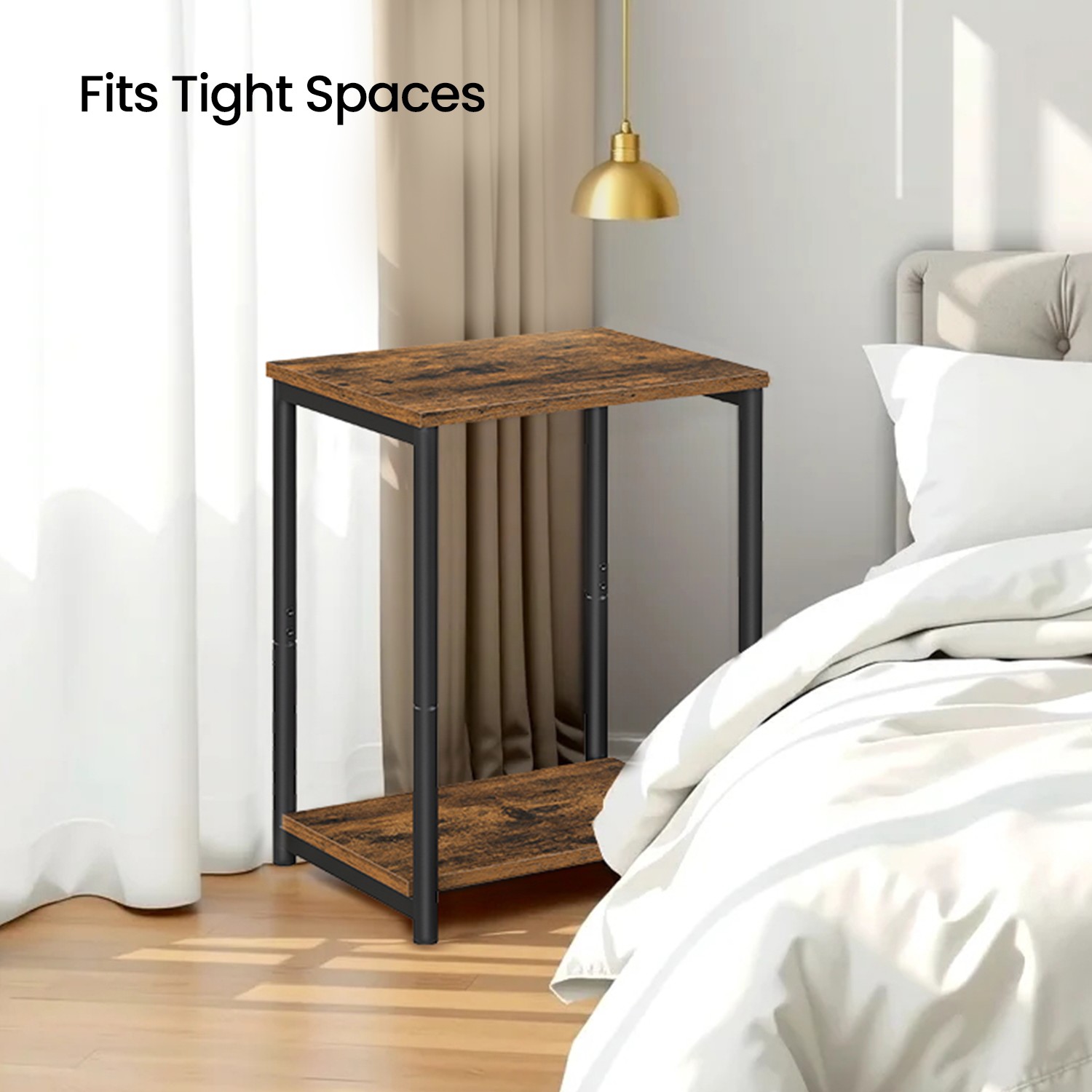 Side Table - VERRA Rustic Brown Small End Table Nightstand - Rustic Brown - Indigo Home