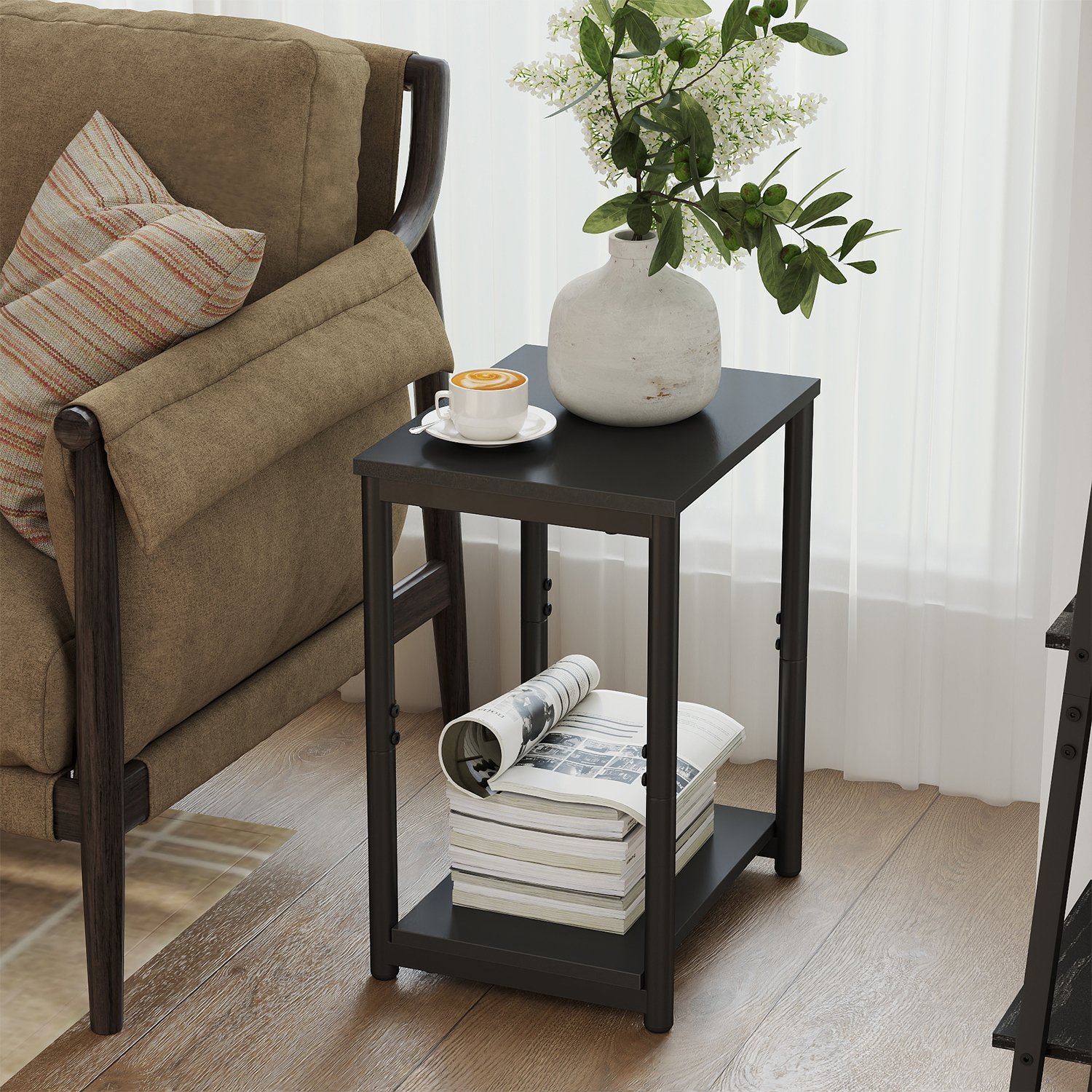 Side Table - VERRA Small End Table Nightstand - Black - Indigo Home