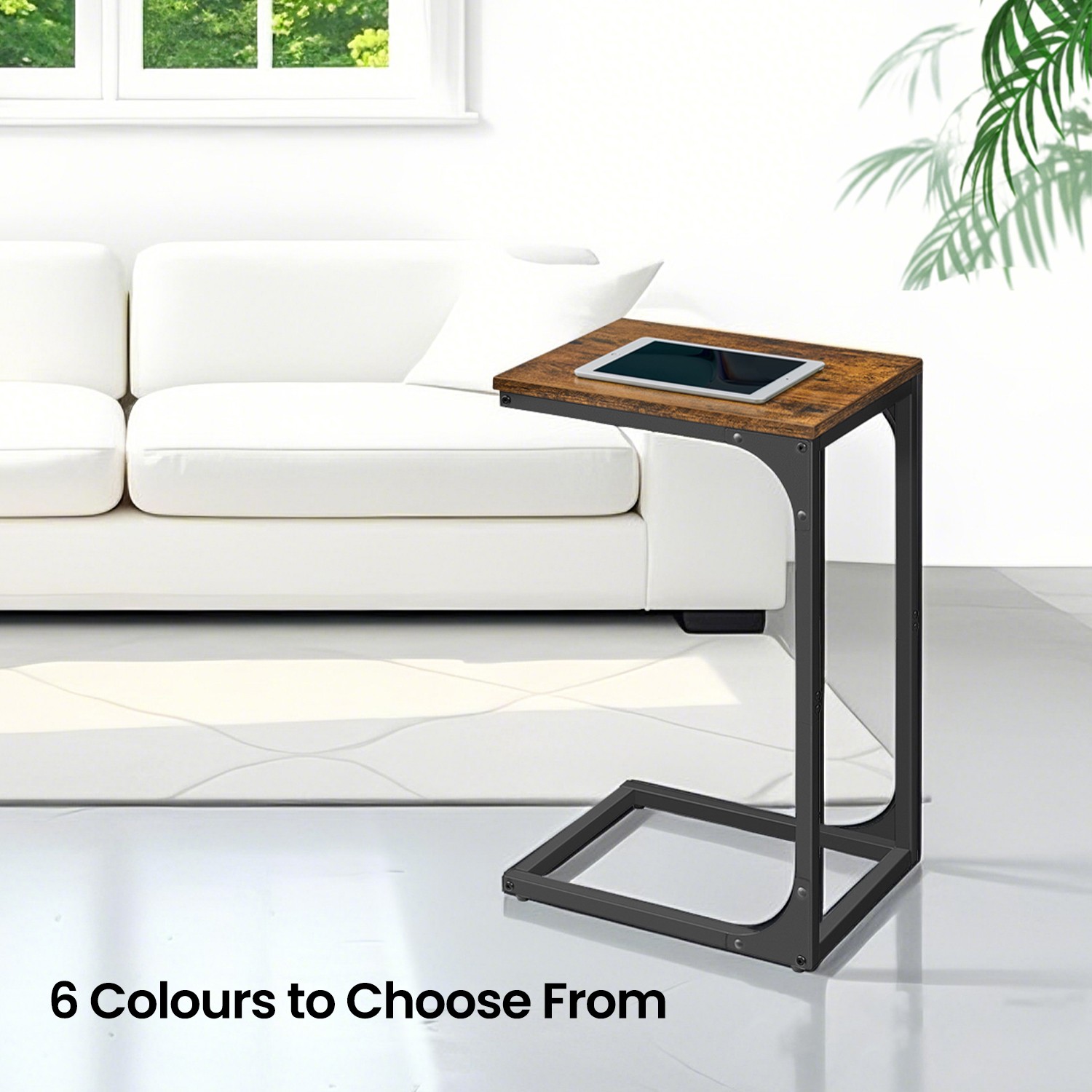 Sofa Table - VERRA C-Shaped Metal Frame End Table - Brown - Indigo Home