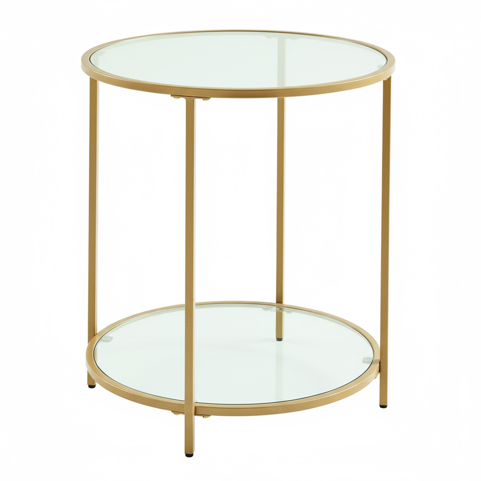 EATACI Round Glass End Table - Gold - Indigo Home