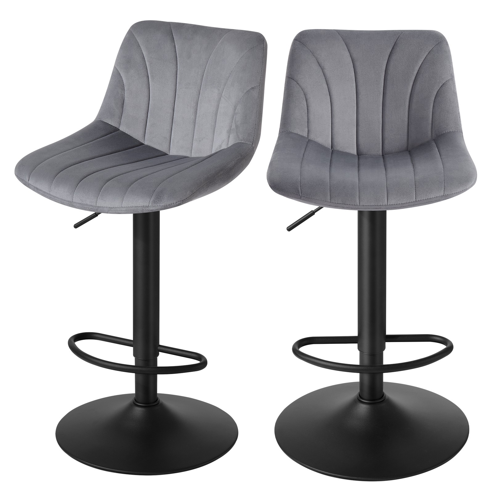 FADEGI Set of 2 Adjustable Bar Stools - Grey - Indigo Home