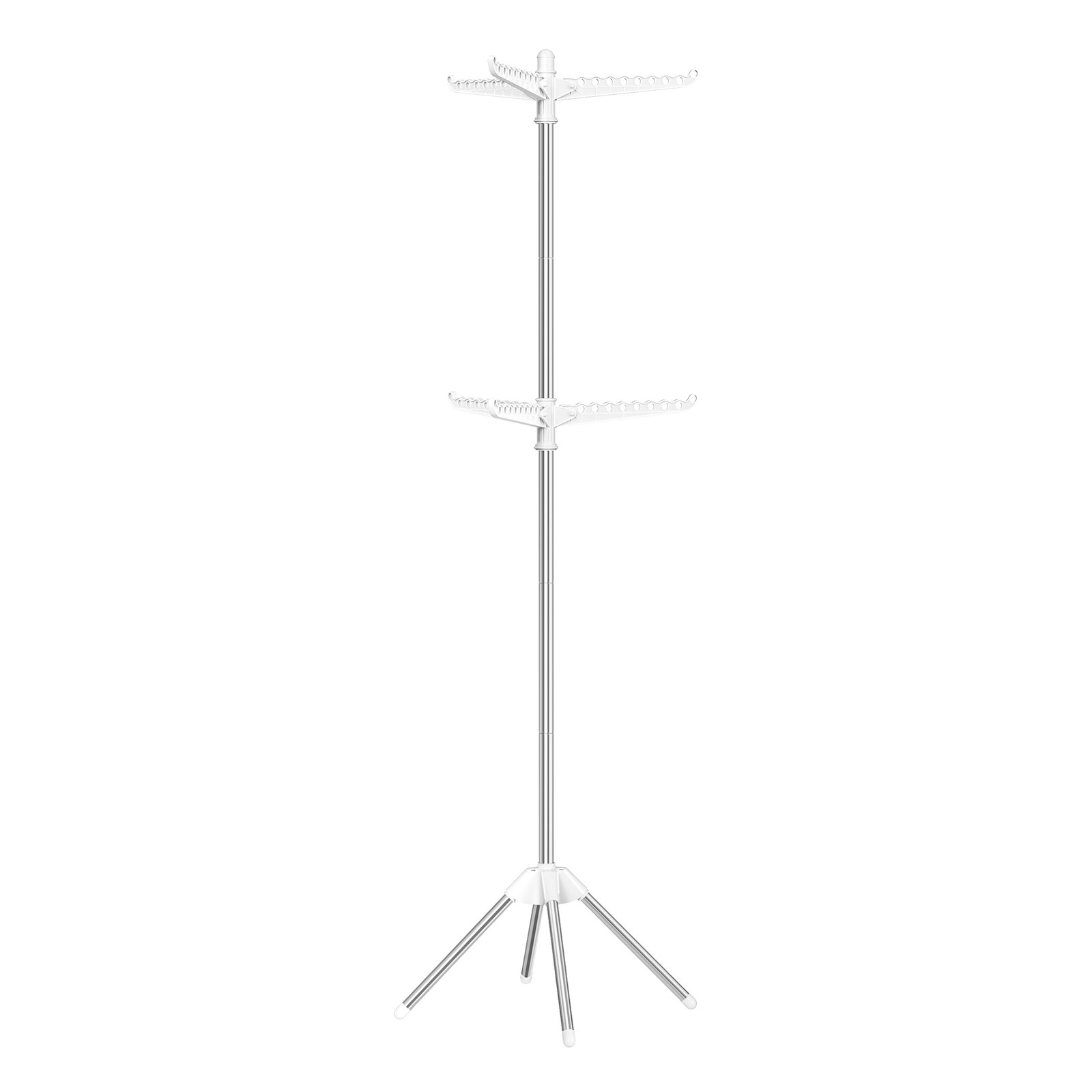 FARINO Folding Clothes Drying Rack - White and Silver - Indigo Home