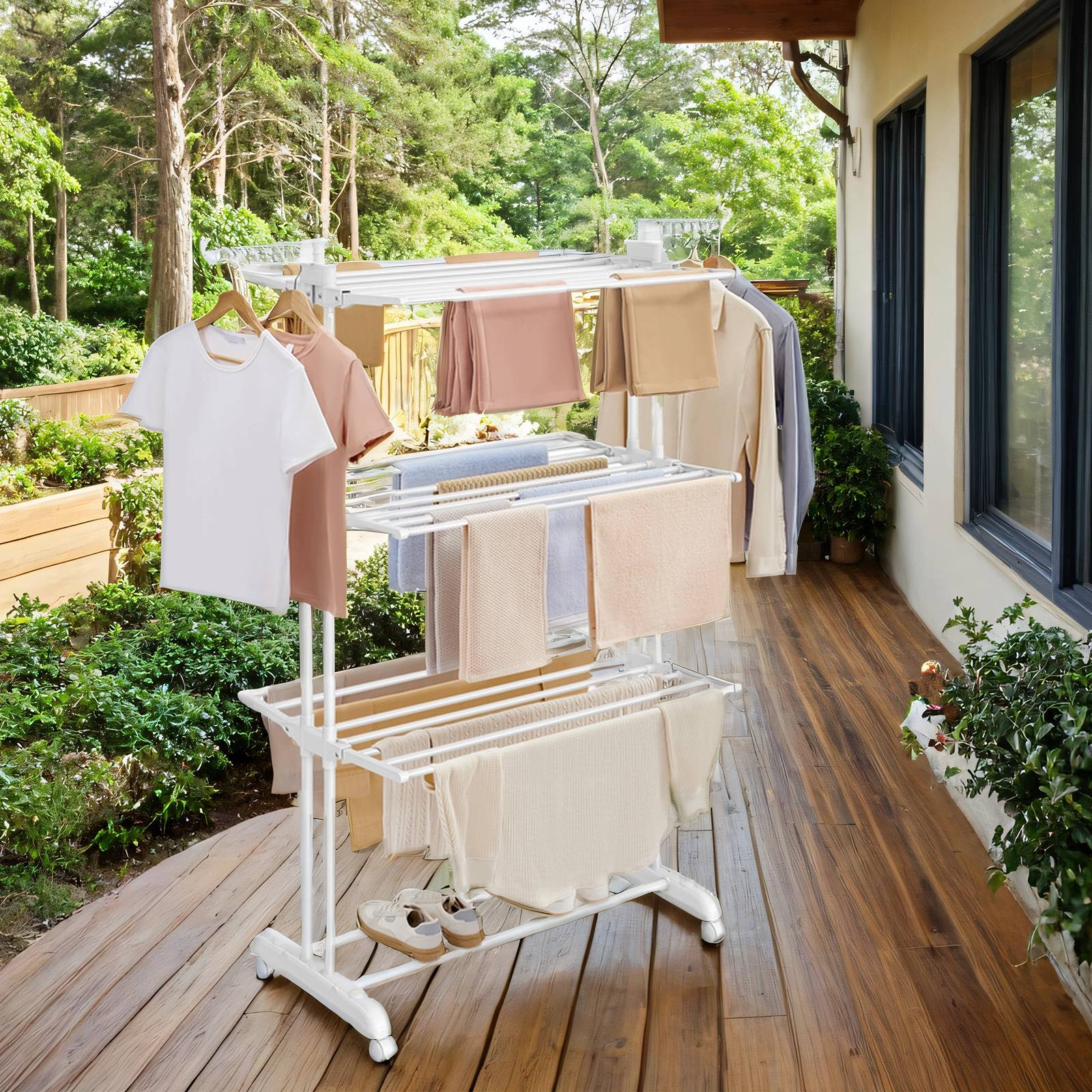 Drying Rack - VERRA Foldable Laundry Drying Rack Tall Stainless Steel - White - Indigo Home