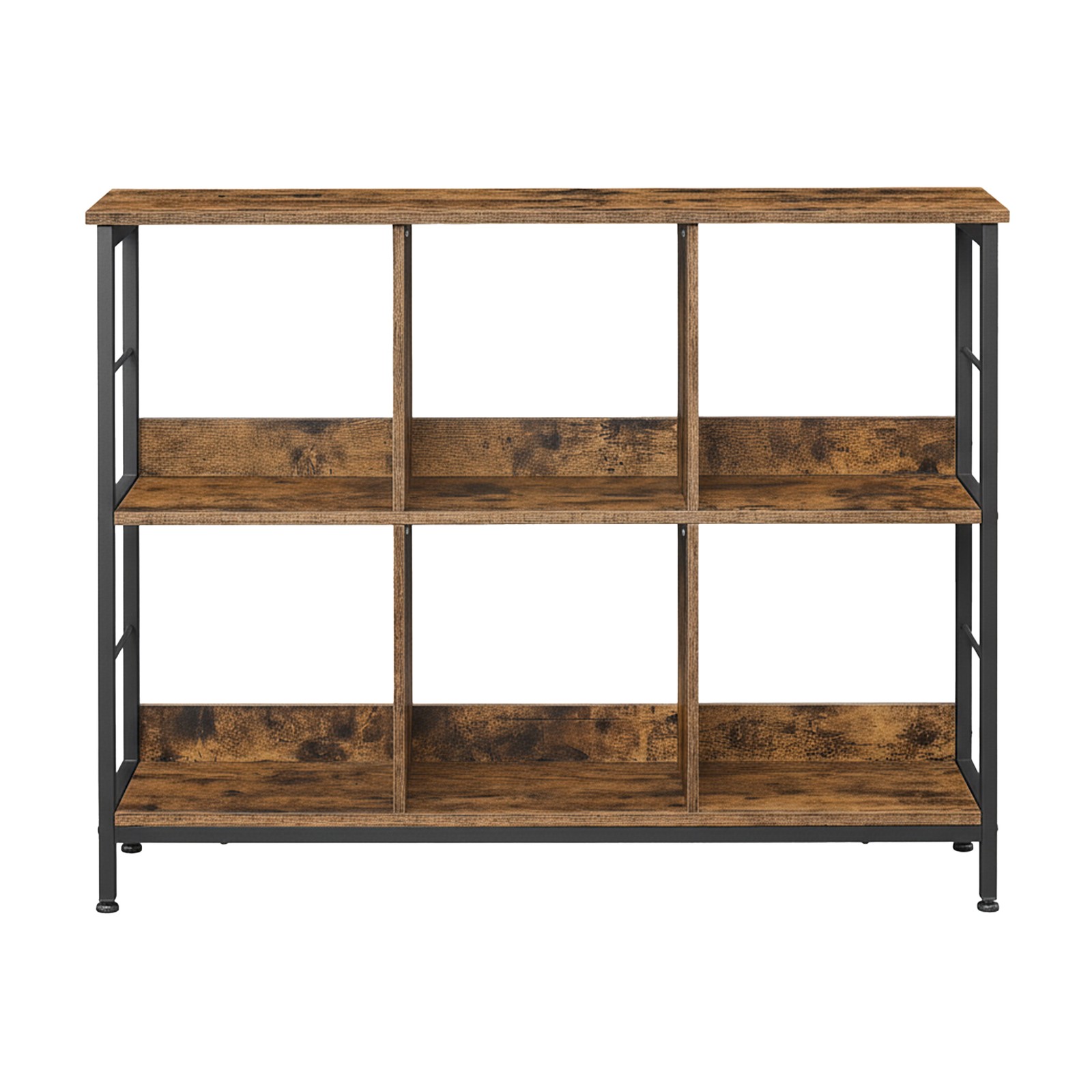 FECUPY 2 Tier Ladder Bookcase - Rustic Brown and Ink Black - Indigo Home