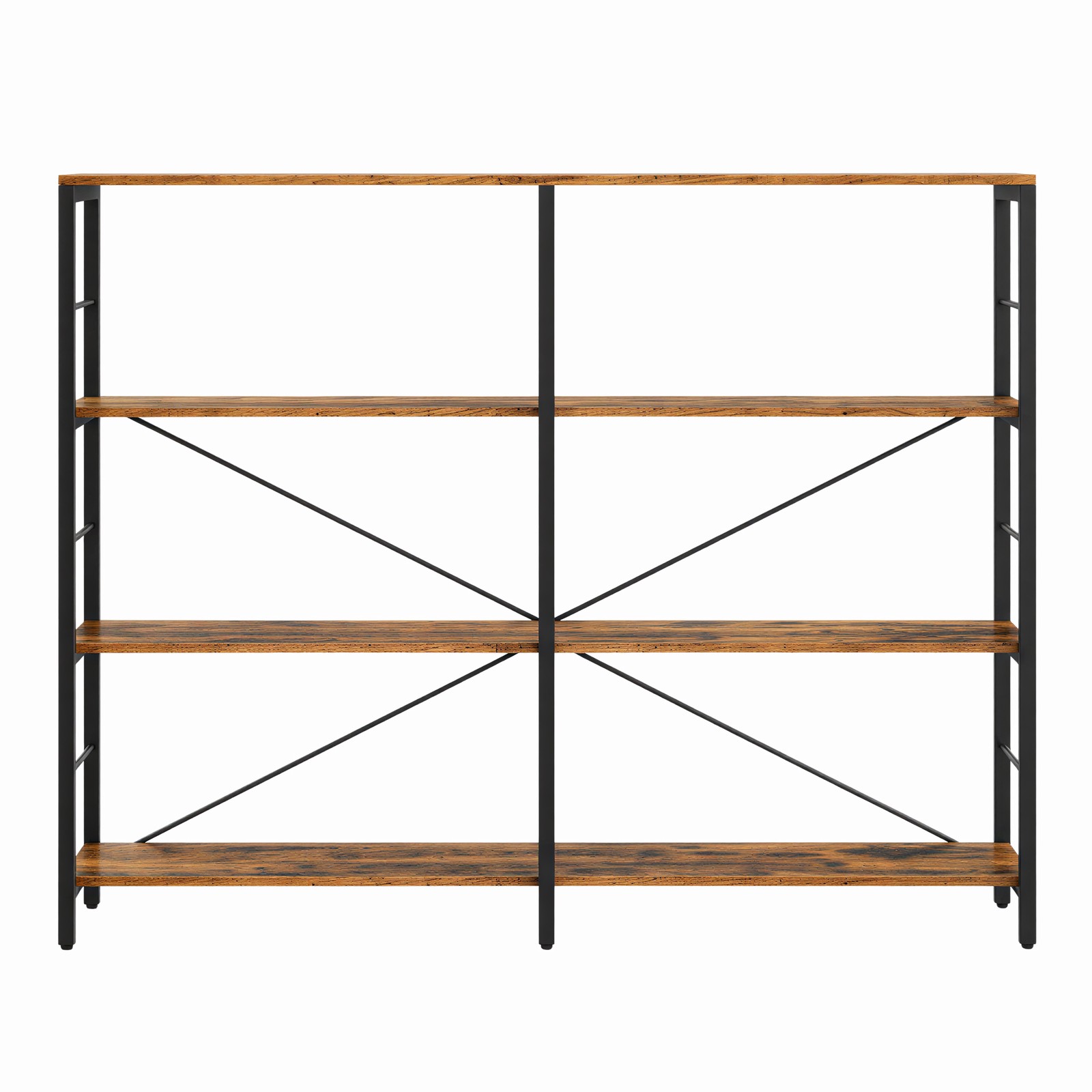 HAWTHORNMERE Tall Industrial Style Bookcase - Medium Oak and Black - Indigo Home