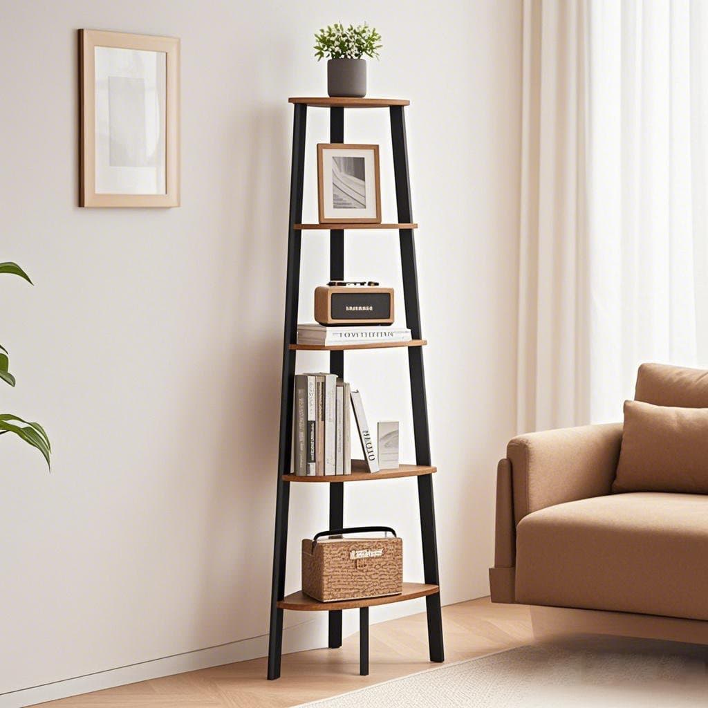 Corner Shelf - VERRA Ladder Shelf Rustic Brown and Black - Indigo Home