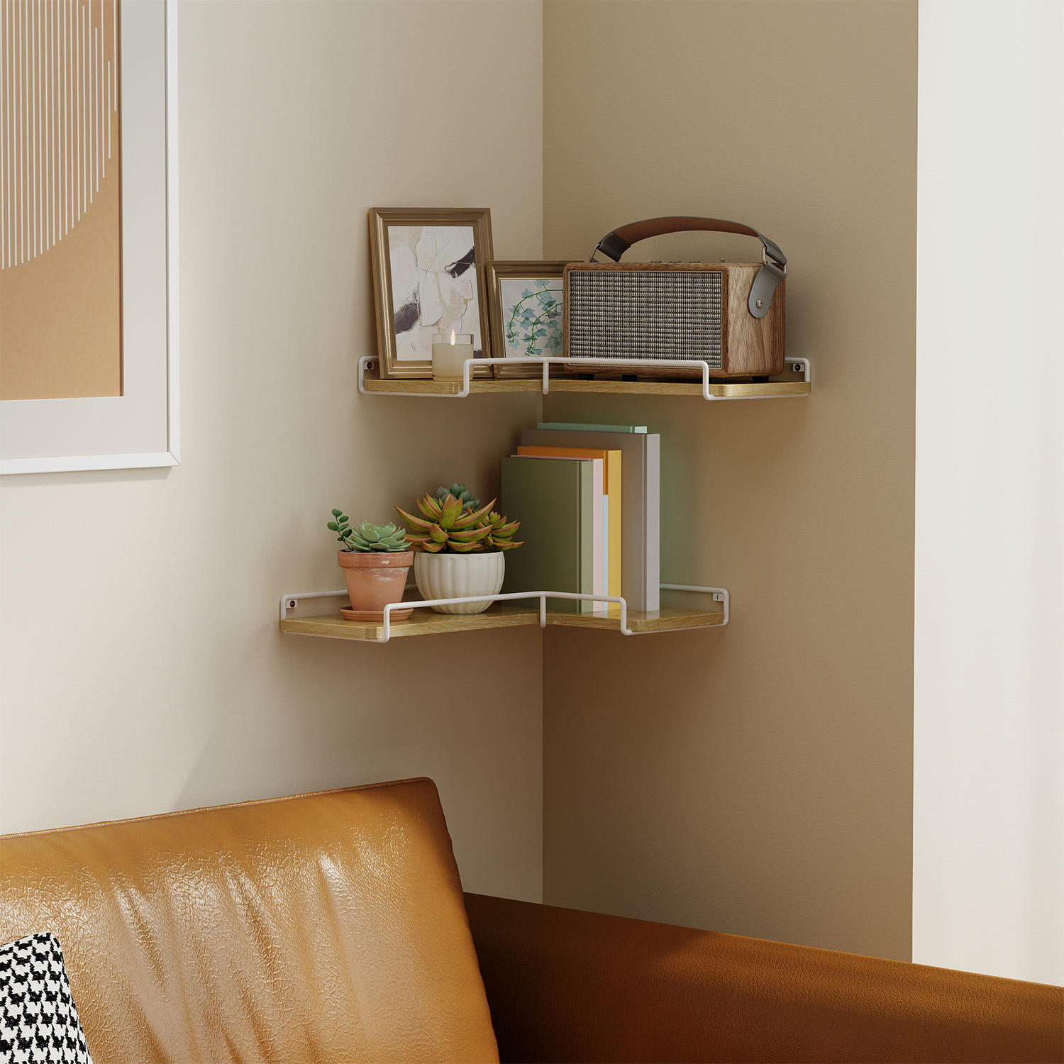 Floating Shelves - VERRA L-Shaped Corner Shelves Set of 2 - Yellow - Indigo Home