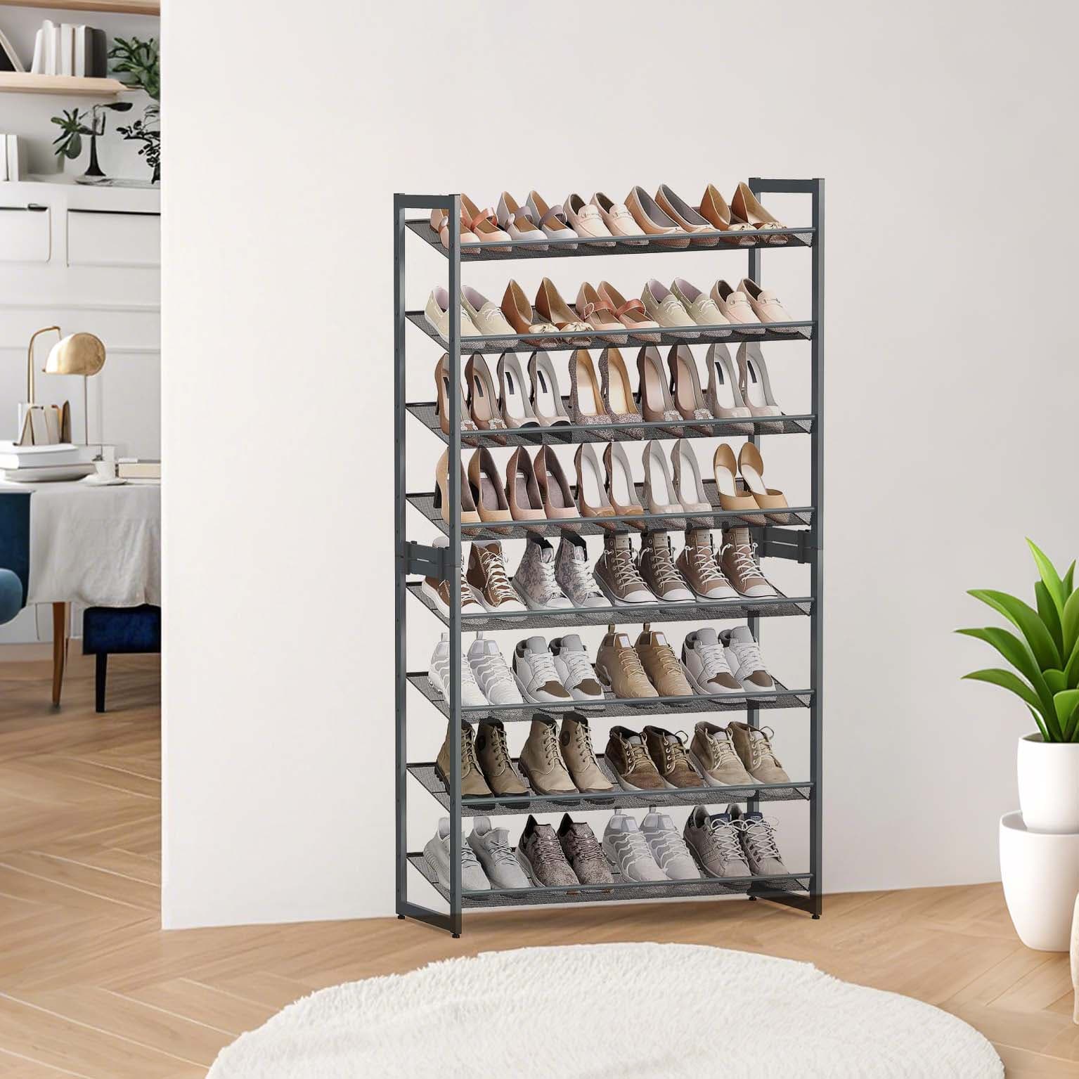 VERRA Shoe Rack - 8 Tier Storage Large Sized Rack - Black - Indigo Home