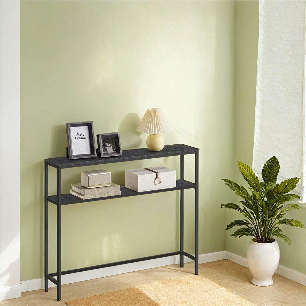 Console Table - VERRA 2 Tier Sofa Table 20 x 100 x 80 cm - Black - Indigo Home
