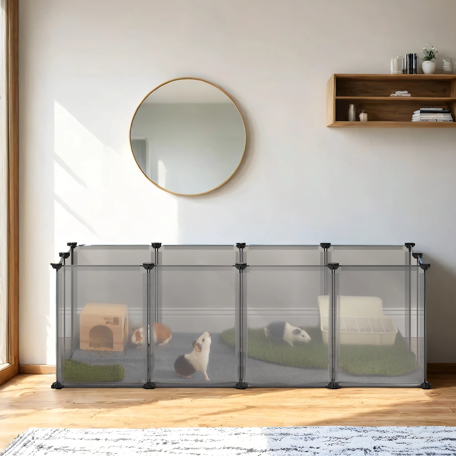 Pet Playpen - VERRA Modular Indoor Fence with Floor - Grey - Indigo Home
