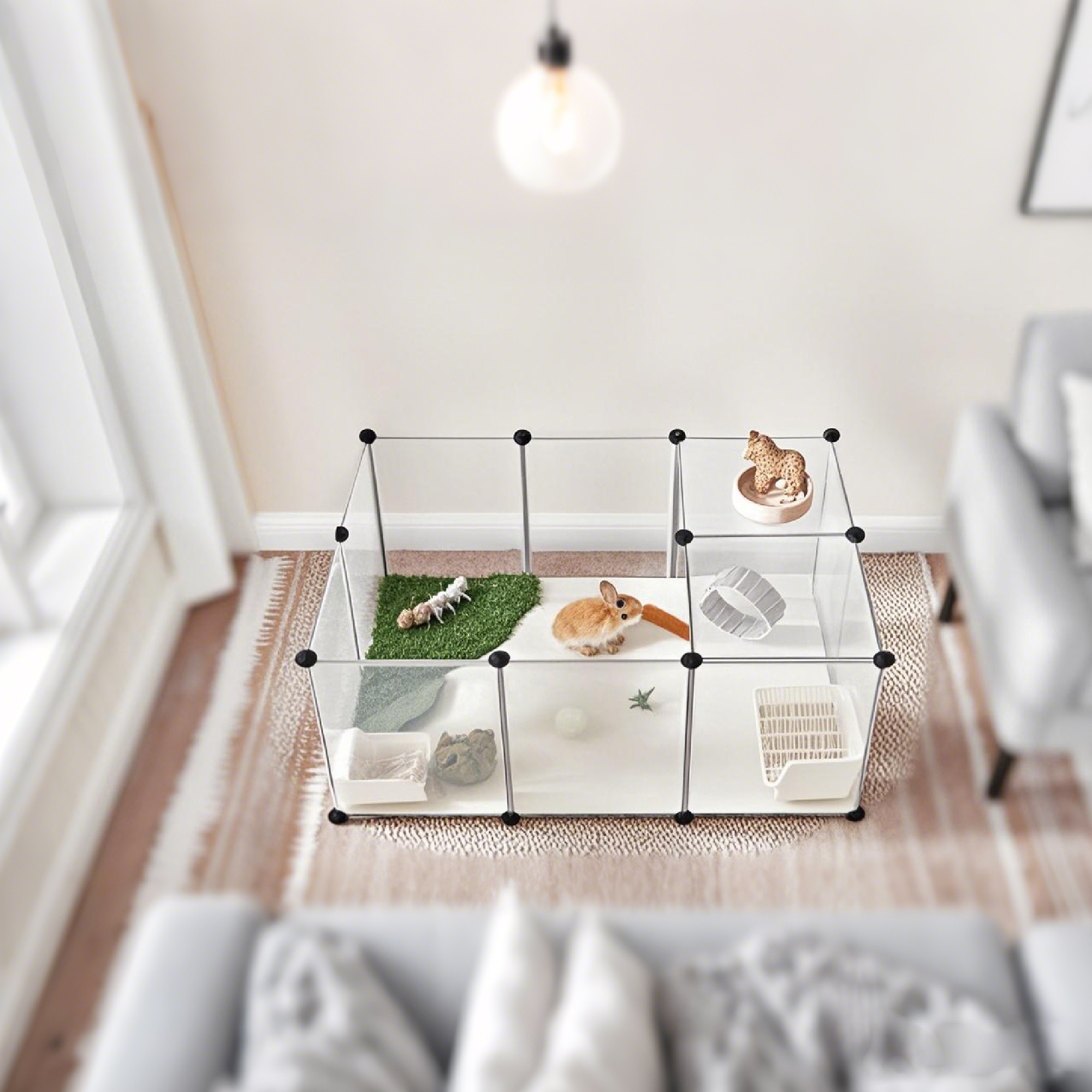 Pet Playpen - VERRA Modular Indoor Fence with Floor - White - Indigo Home