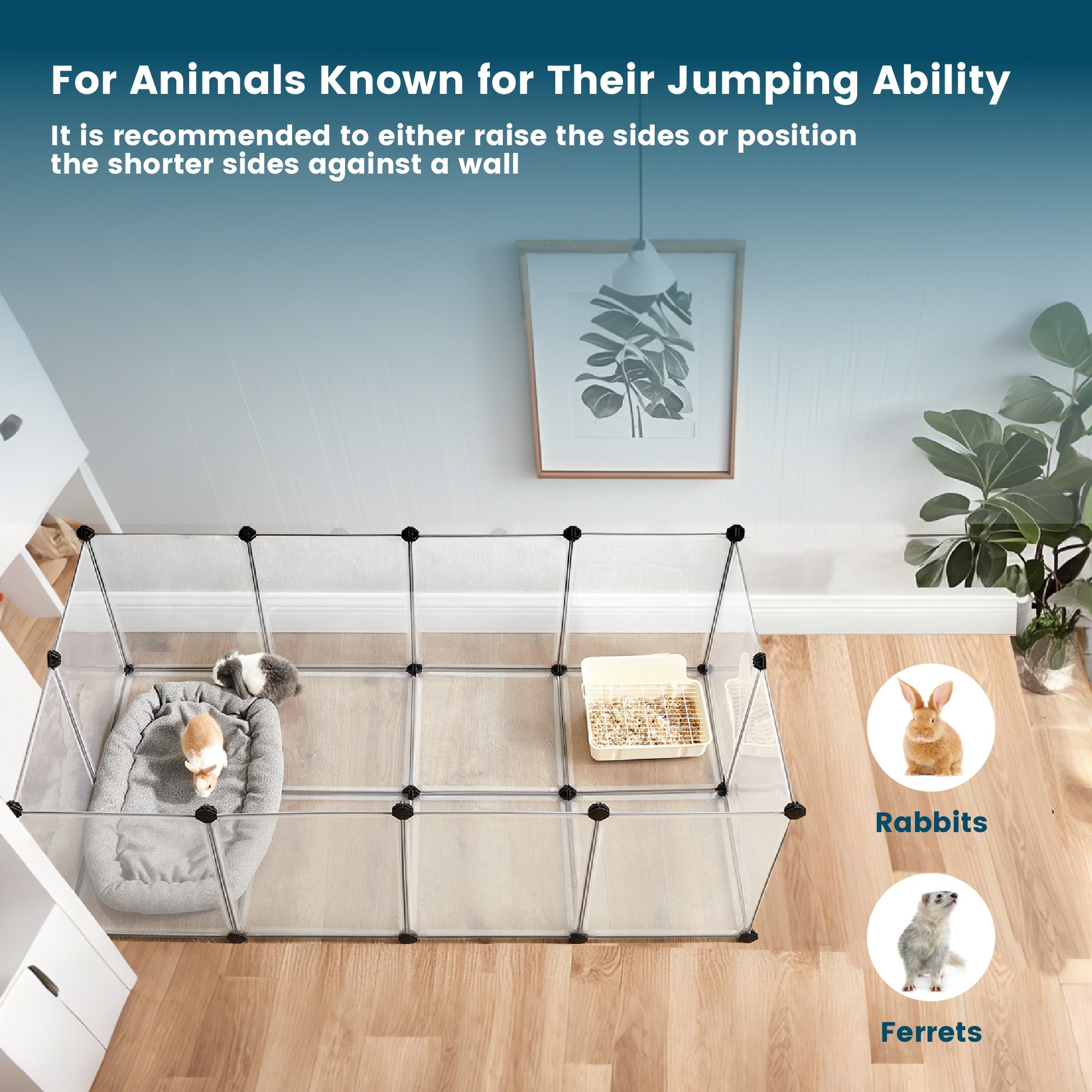 Pet Playpen - VERRA Small Animal Pen with Floor - White - Indigo Home