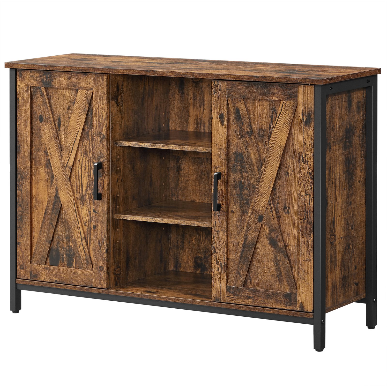 MARLEDOWN Sideboard with Storage Cabinet, Cupboard and Shelves - Brown - Indigo Home