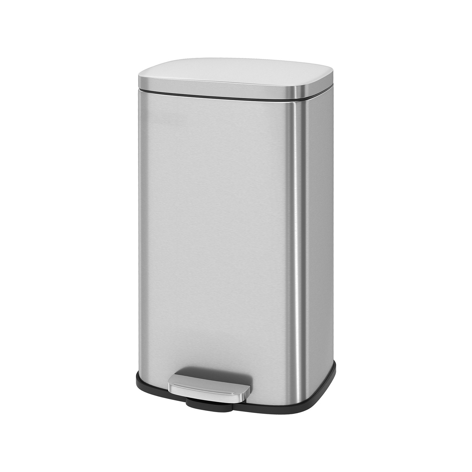 FERNHOLLOW Kitchen Rubbish Bin with Soft Close Lid and Inner Bucket - Silver - Indigo Home