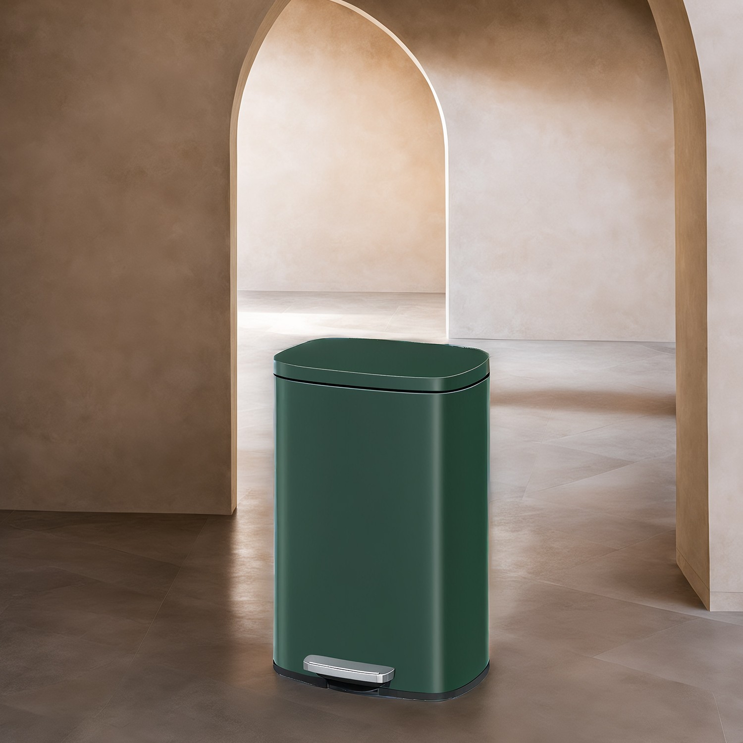 Kitchen Bin - VERRA 50L Stainless Steel Trash Bin - Green - Indigo Home