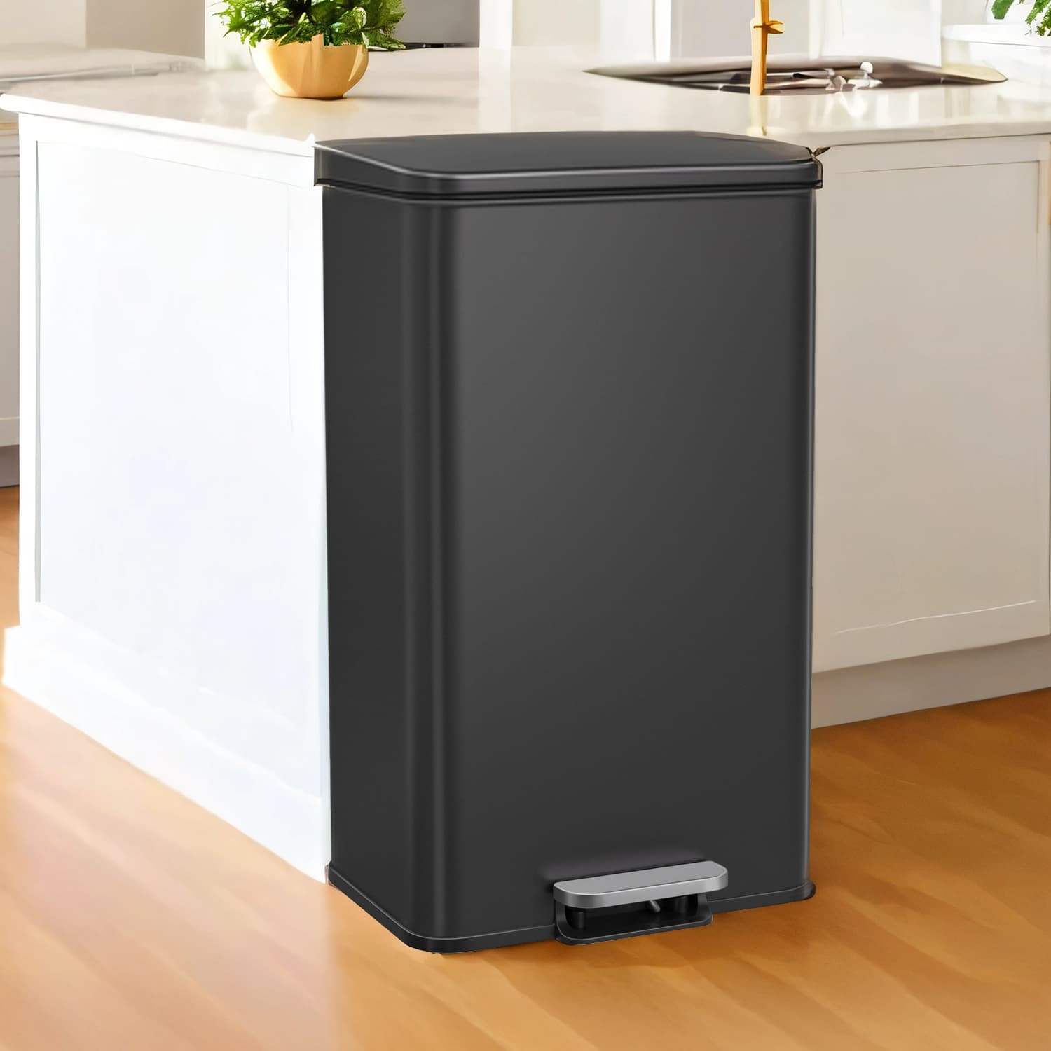 Trash Can - VERRA 40L Soft Close Lid Garbage Bin - Black - Indigo Home