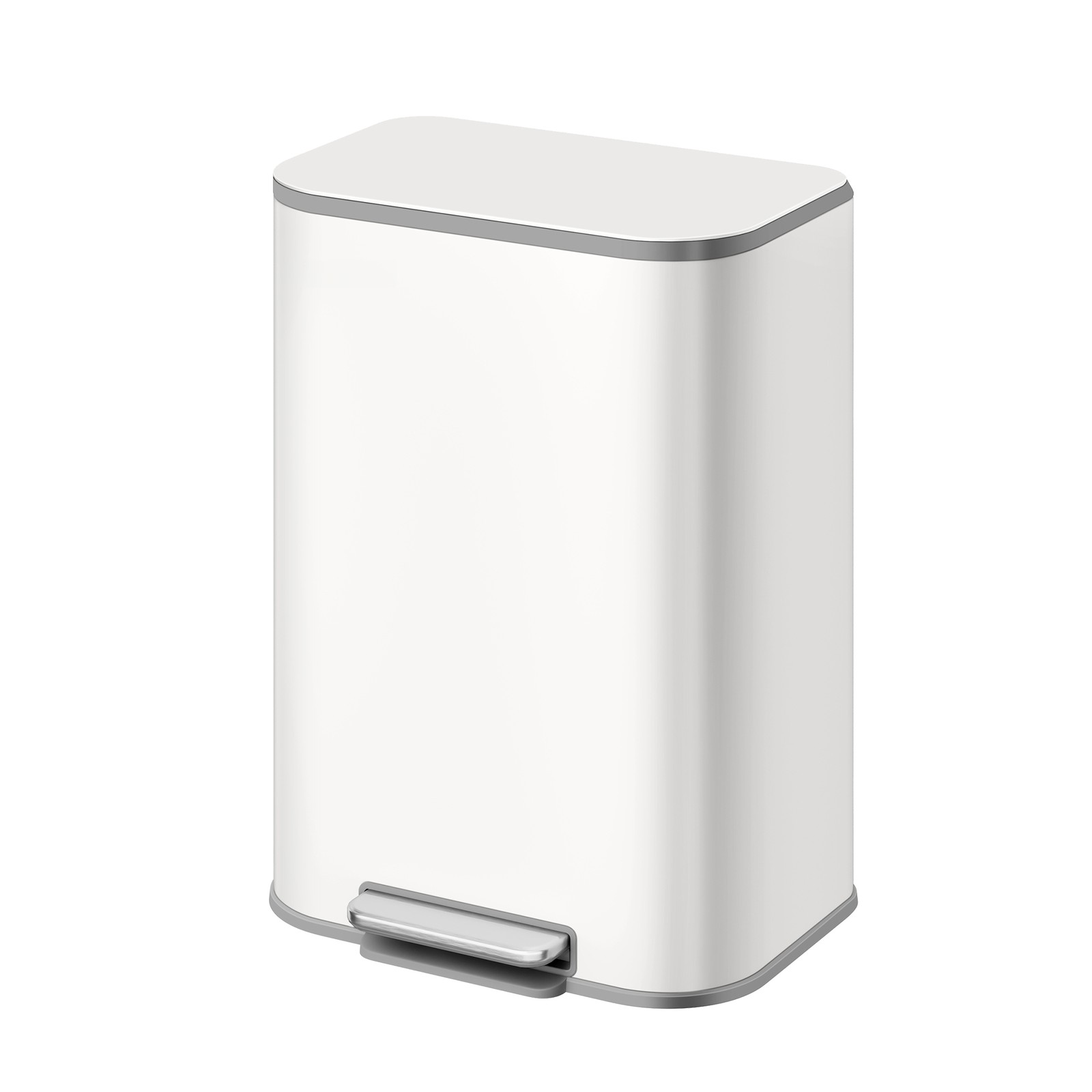 MERRIBROOK Kitchen Rubbish Bin with Soft Close Lid and Steel Pedal - White - Indigo Home