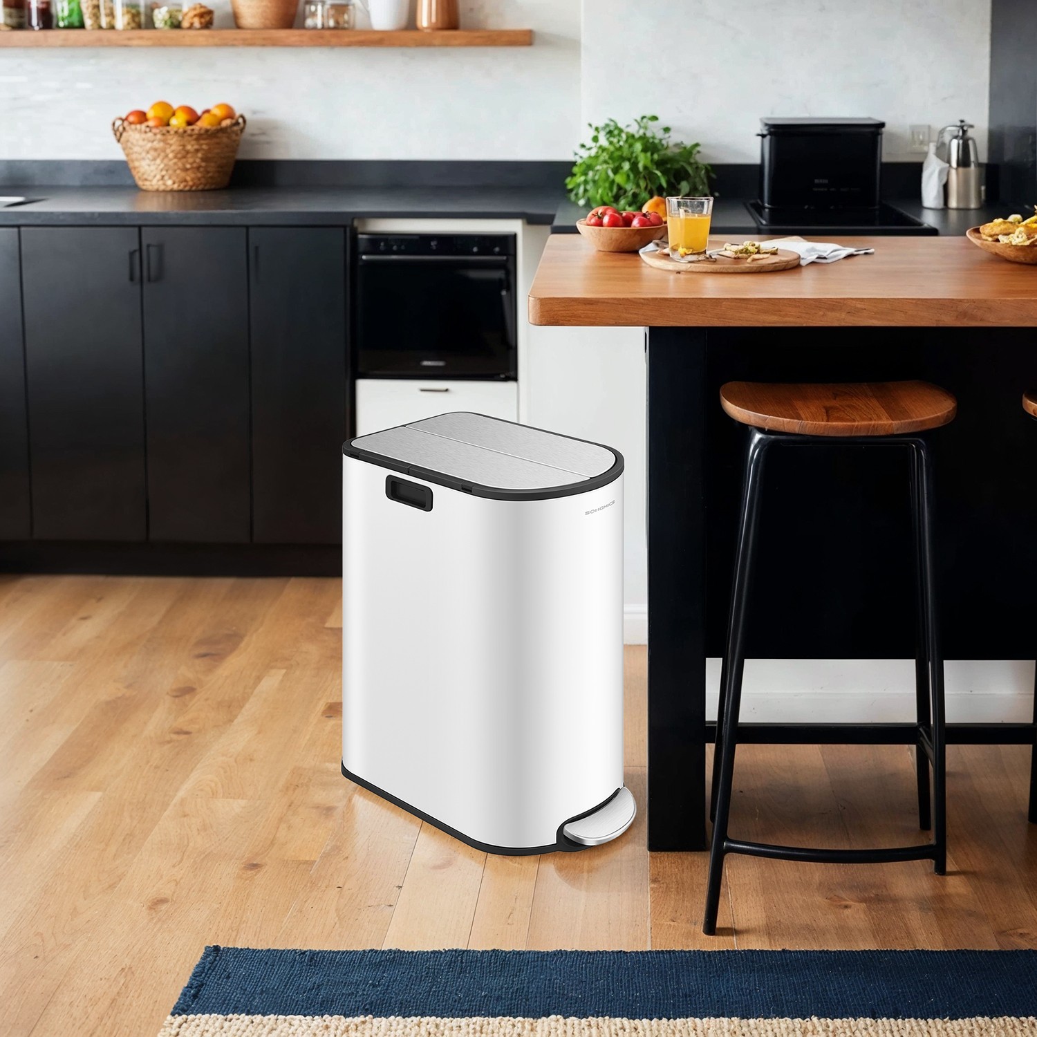 Kitchen Bin - VERRA Double Pedal Bin with Wing Lid - White - Indigo Home