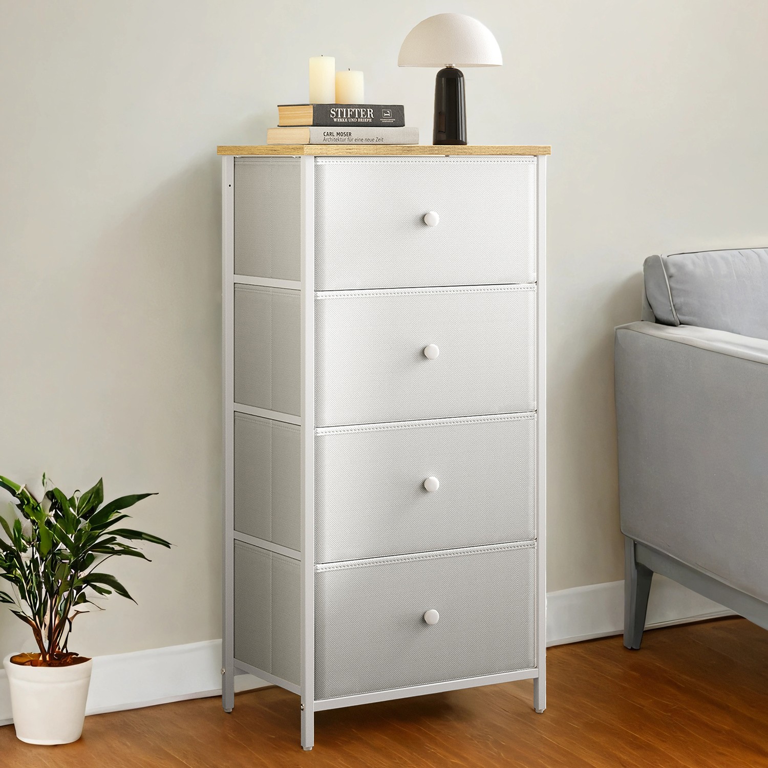 VERRA White Chest of Drawer - Medium-sized, 4 Drawers - Indigo Home