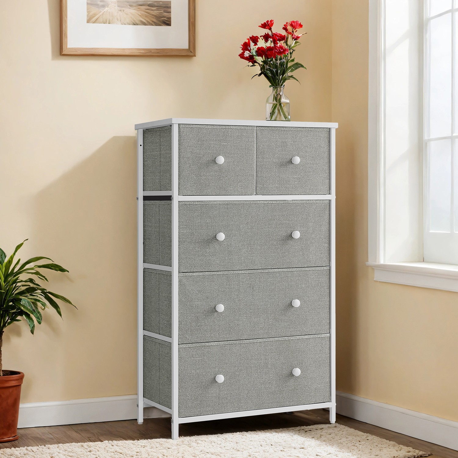 VERRA Grey Chest of Drawer - Medium-sized, 5 Drawers - Indigo Home
