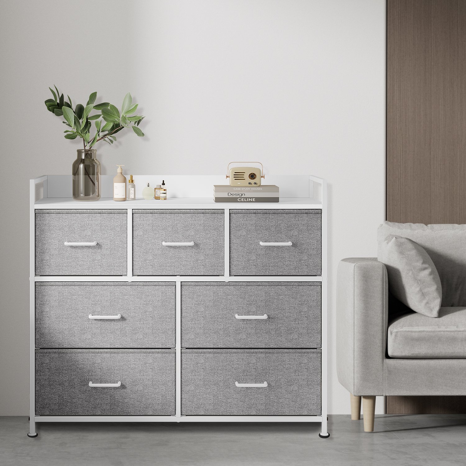 VERRA Grey Chest of Drawer - Medium-sized, 7 Drawers - Indigo Home