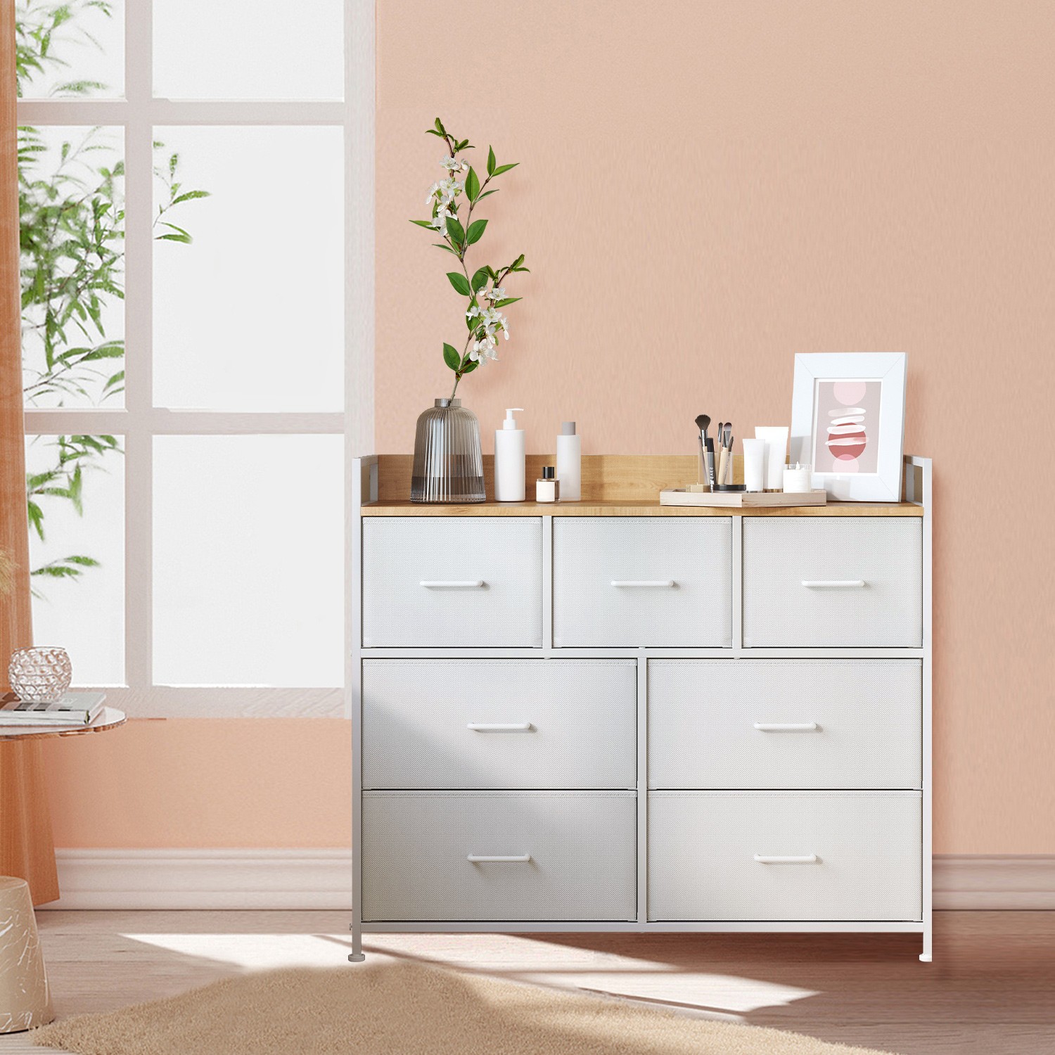 VERRA White Chest of Drawer - Medium-sized, 7 Drawers - Indigo Home