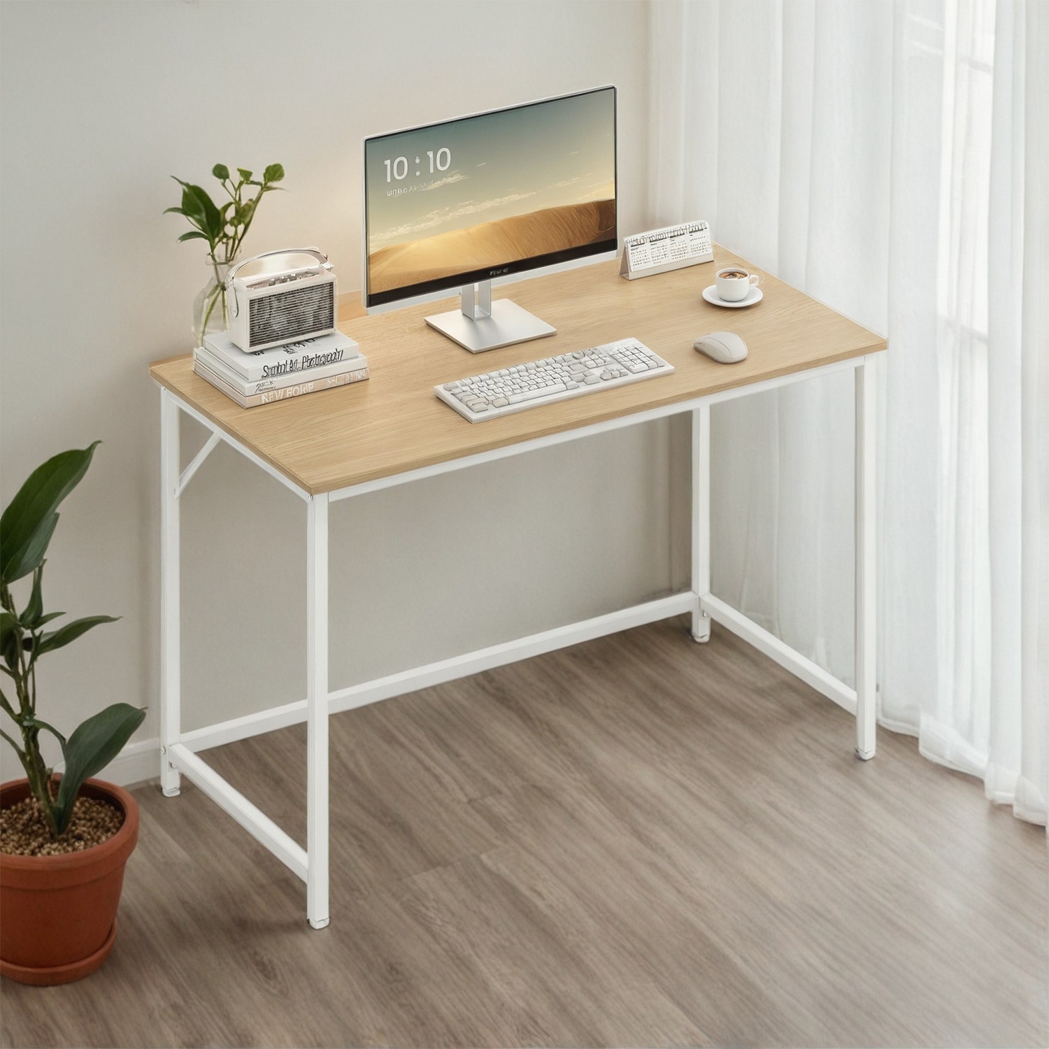 Computer Desk - VERRA Home Office Desk for Work and Study - Golden Oak - Indigo Home