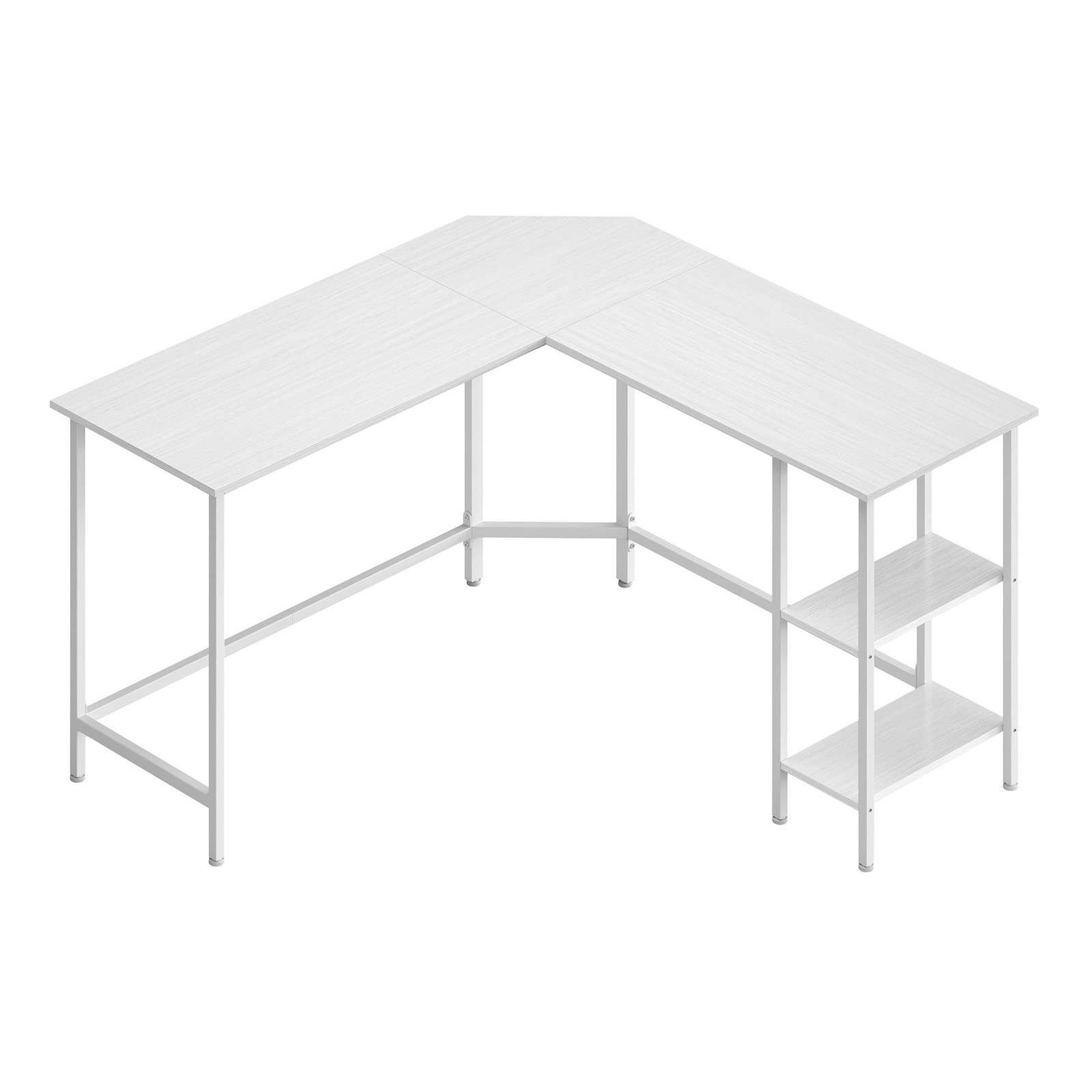 KEKIBO L-Shaped Writing Desk with Shelves - White - Indigo Home